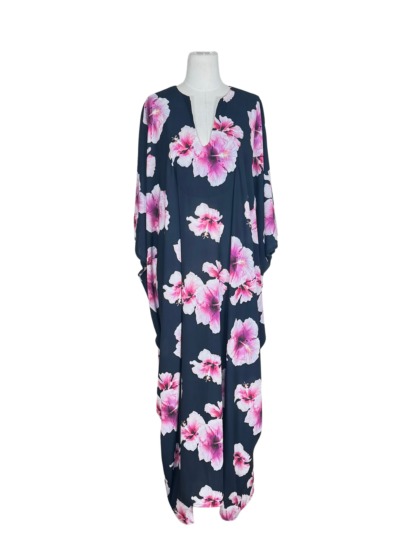 Goddess Waist Caftan In Pink Hibiscus Bloom (Pre-Order)