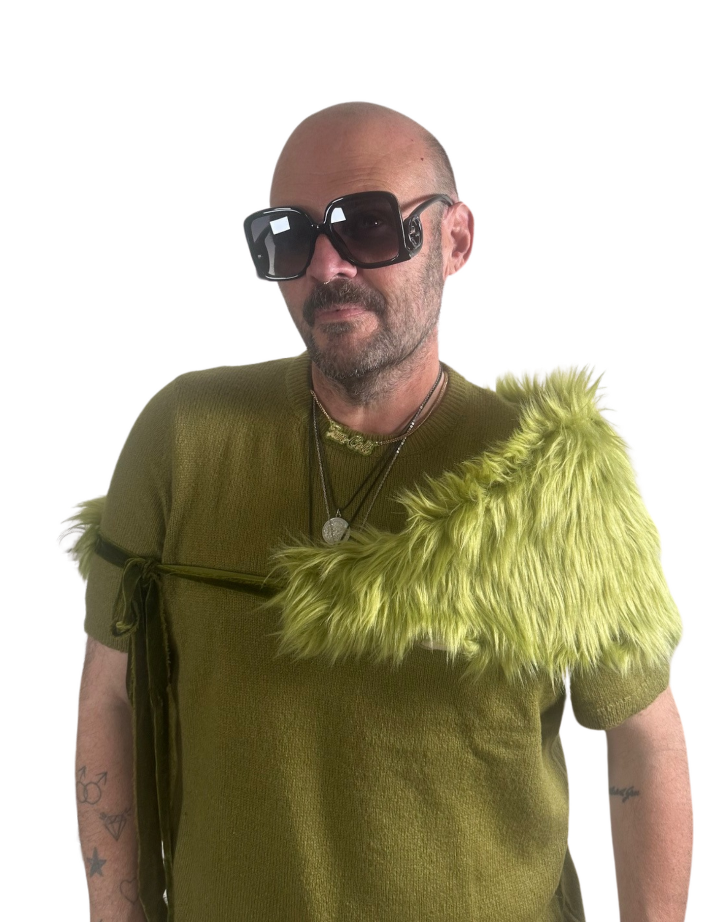 Moss Faux Fur Velvet Knot Stole