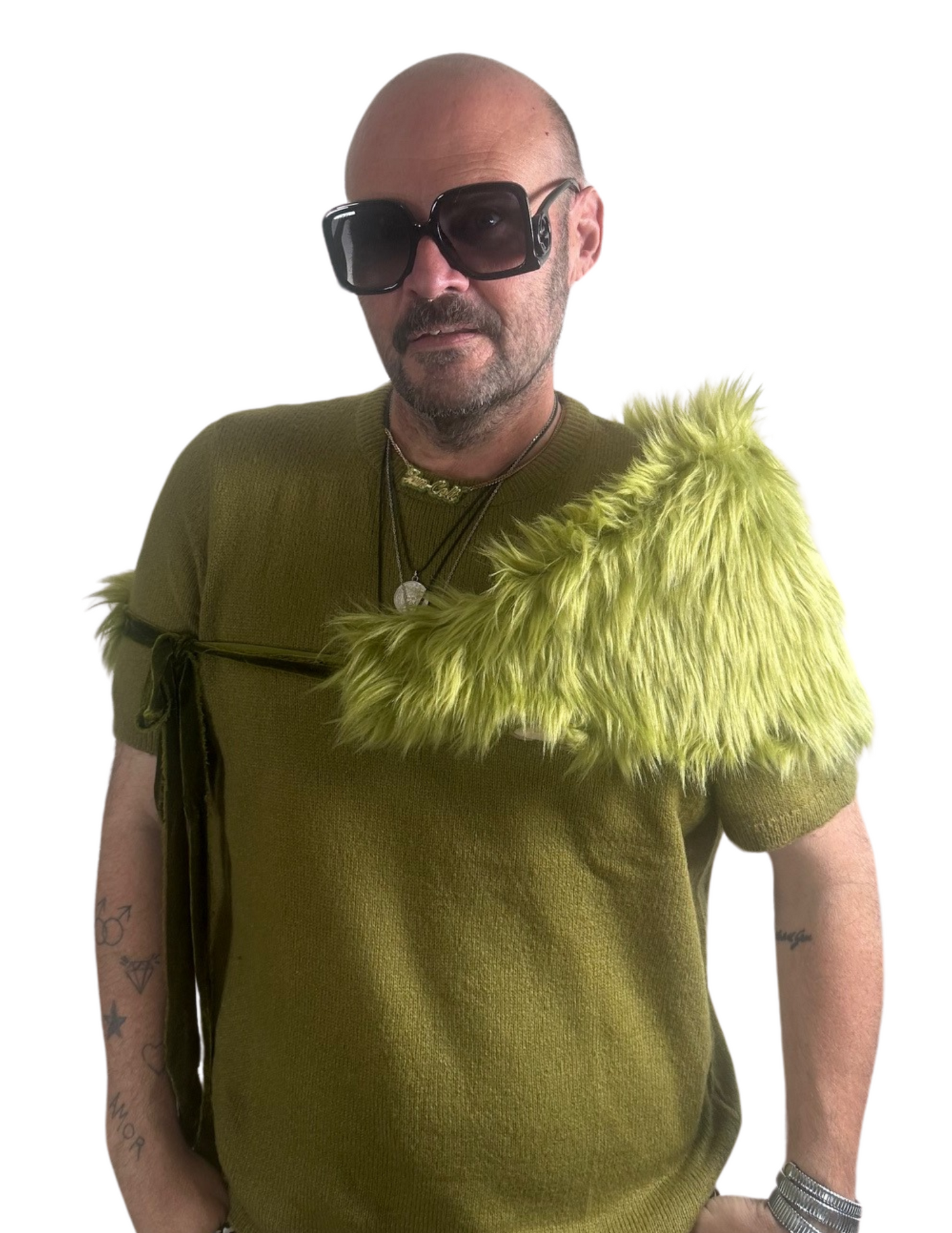 Moss Faux Fur Velvet Knot Stole