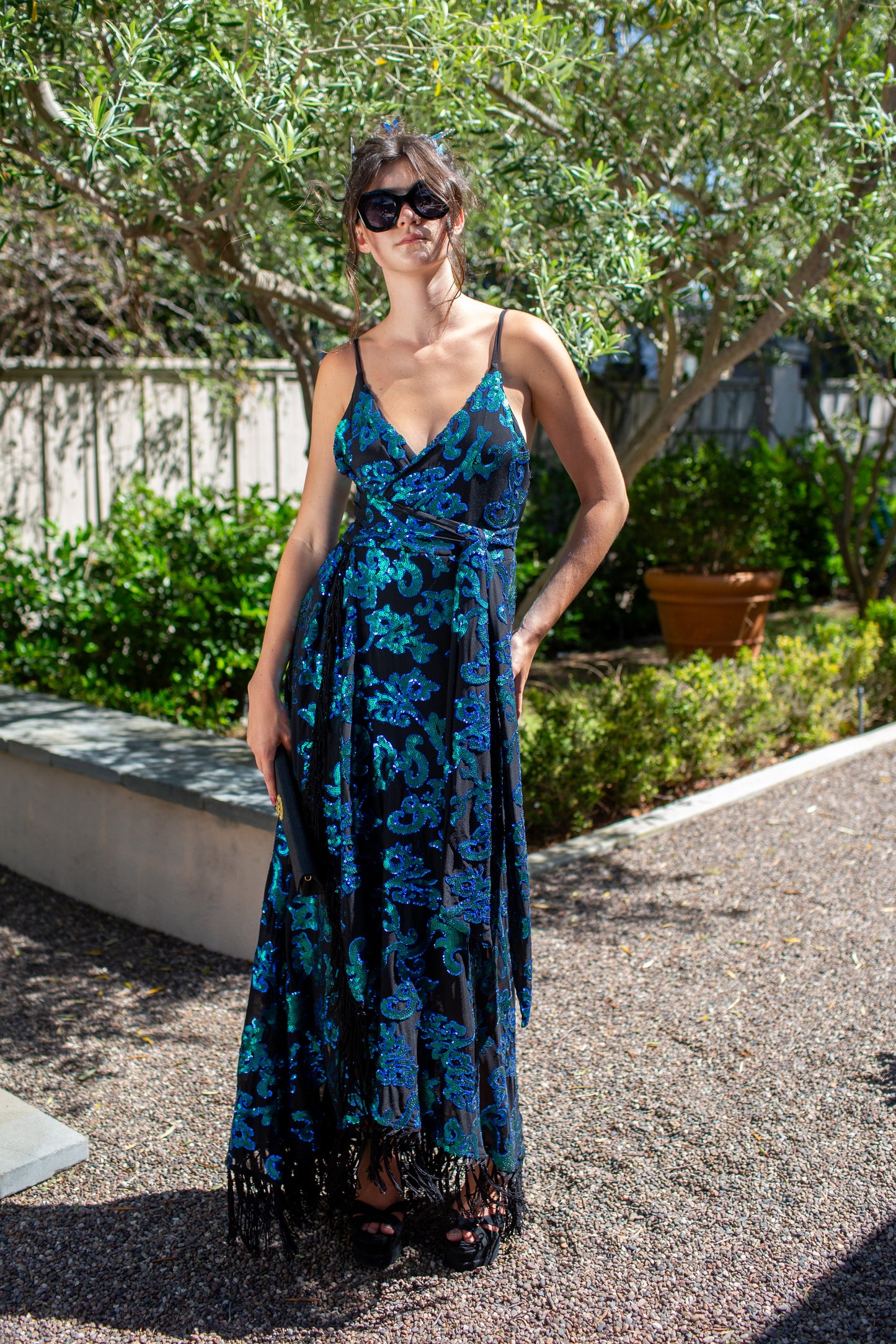 Absinthia Fringe Faux Wrap Dress - PRE ORDER