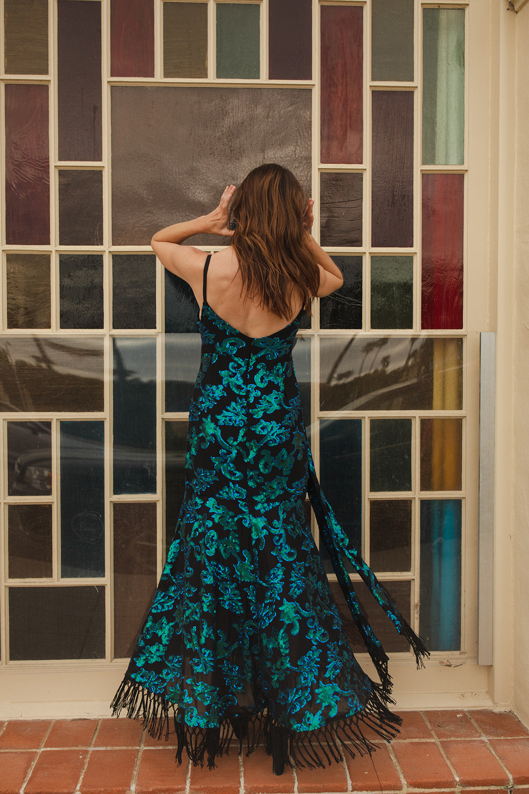 Absinthia Fringe Faux Wrap Dress