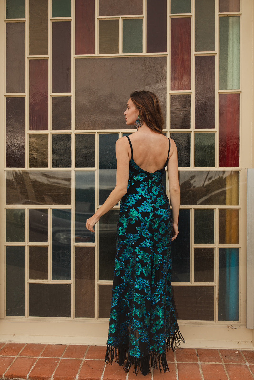 Absinthia Fringe Faux Wrap Dress