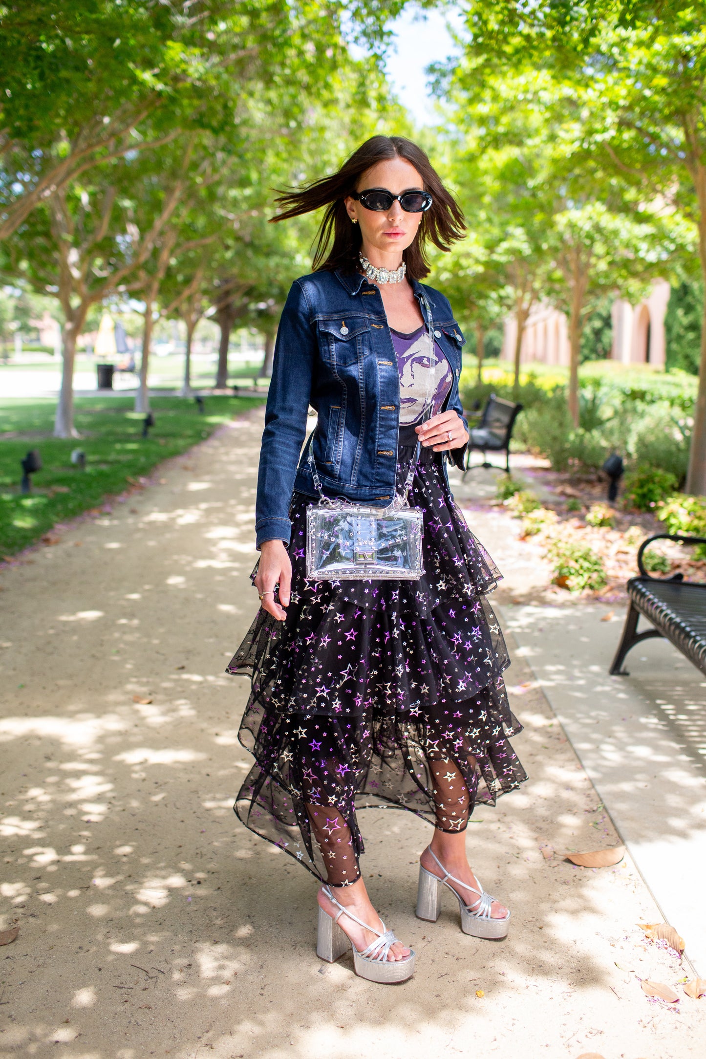 Amethyst Stars Tiered Maxi Skirt