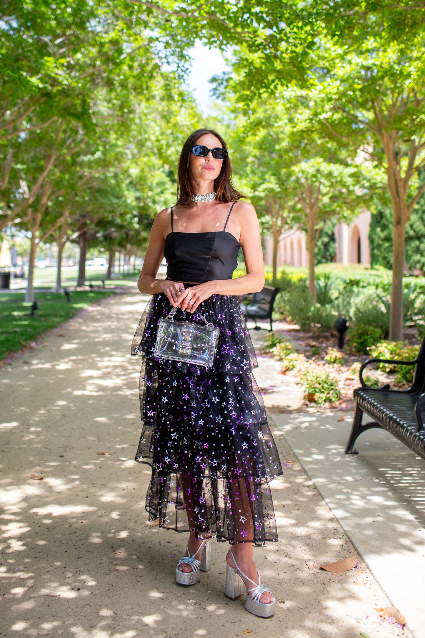 Amethyst Stars Tiered Maxi Skirt