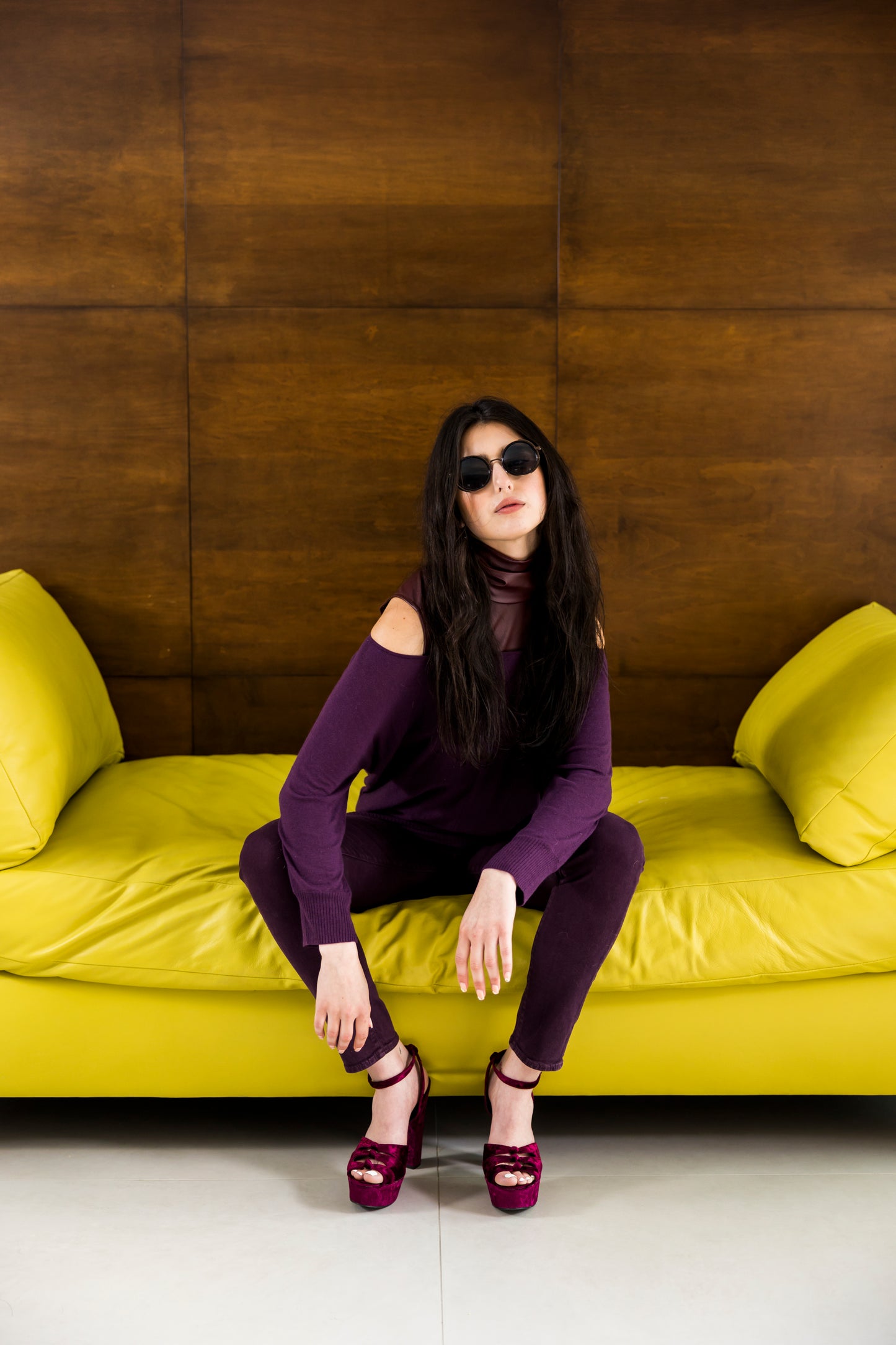 Bordeaux Vegan Leather Mockneck Tank