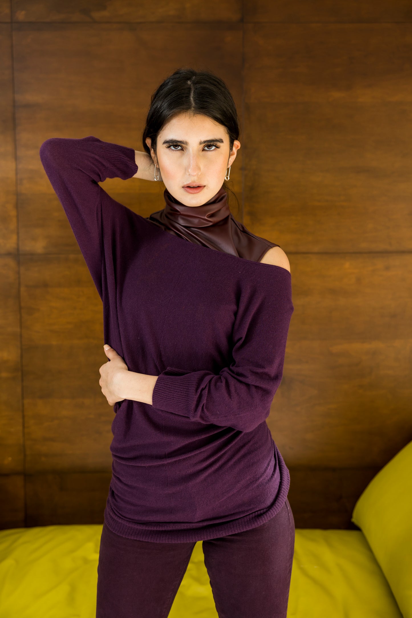Bordeaux Vegan Leather Mockneck Tank