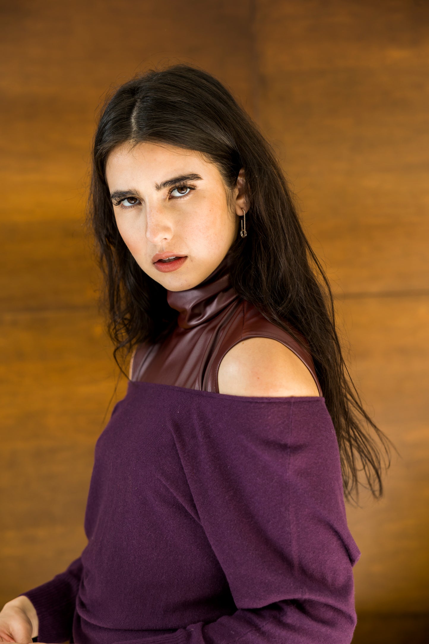 Bordeaux Vegan Leather Mockneck Tank