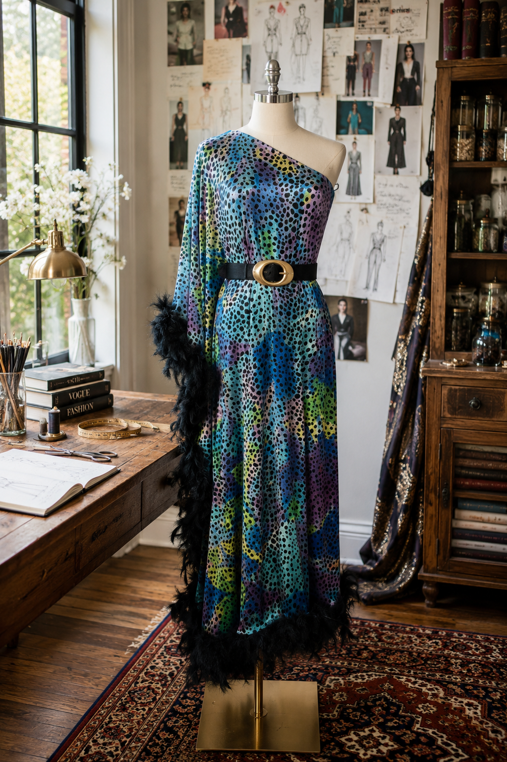 Venom One Shoulder Caftan in Electric Eden PRE-ORDER