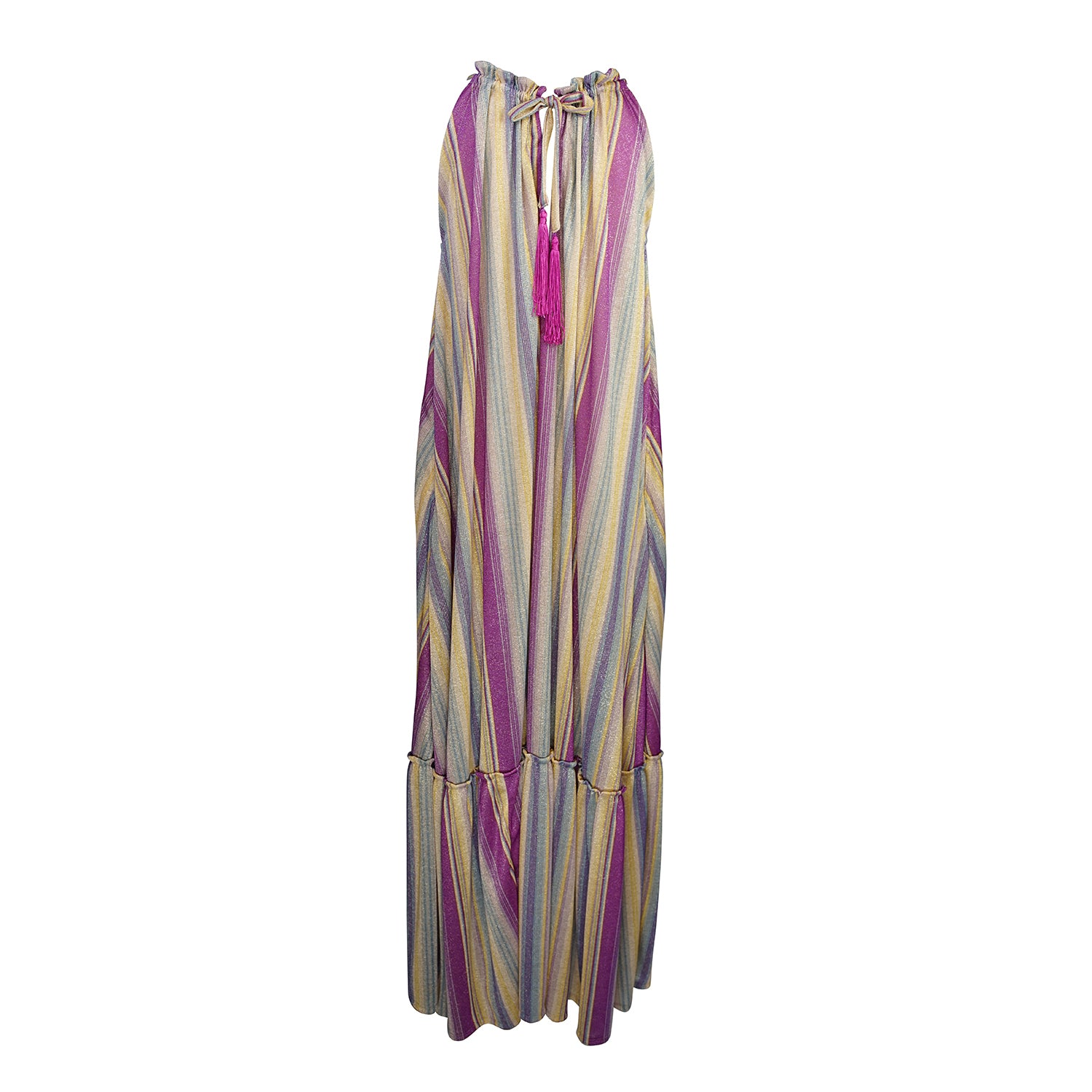 The Vanya dress is free shaped and bohemian, featuring a peek-a-boo neck slit, adjustable shoulder straps, and pockets