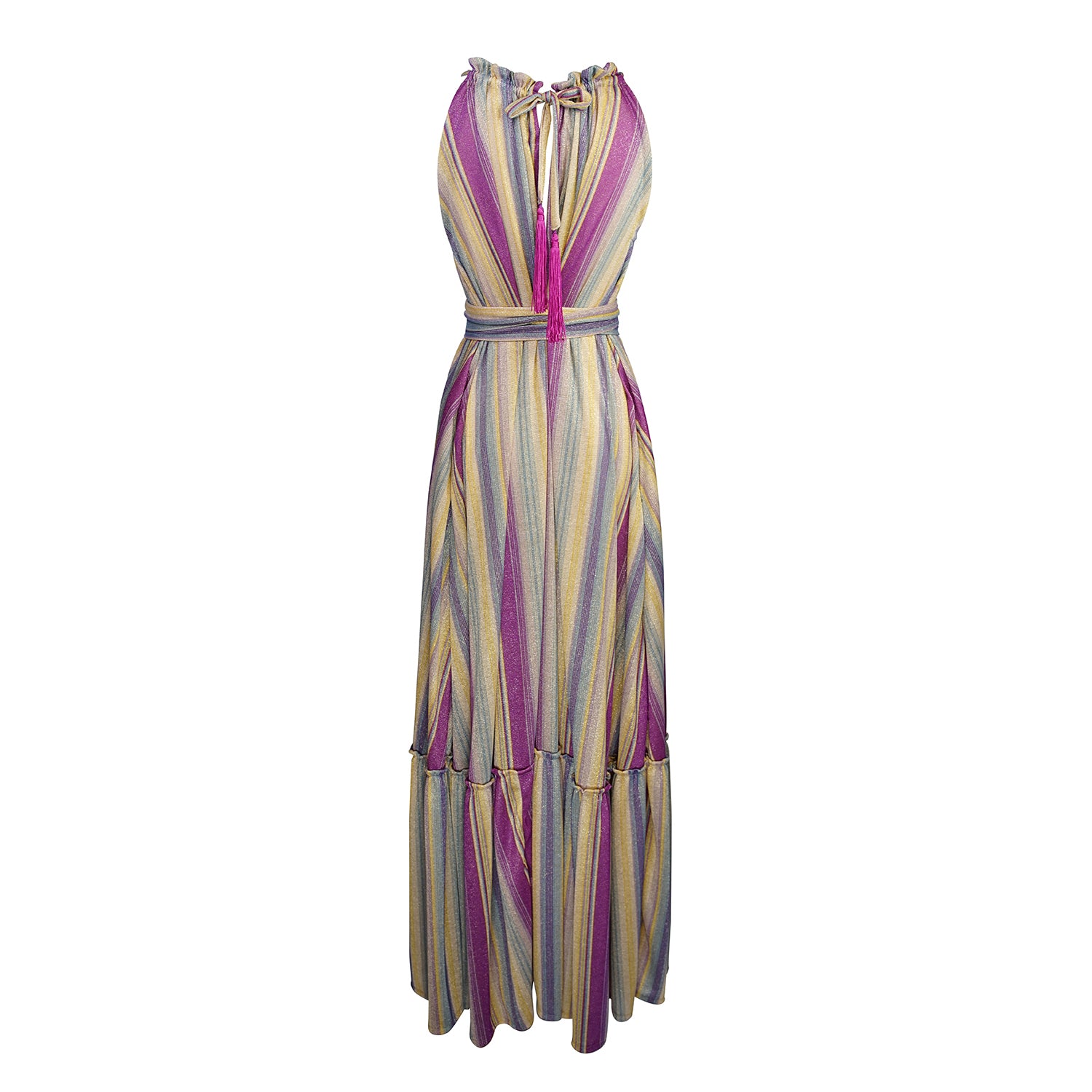 The Vanya dress is free shaped and bohemian, featuring a peek-a-boo neck slit, adjustable shoulder straps, and pockets