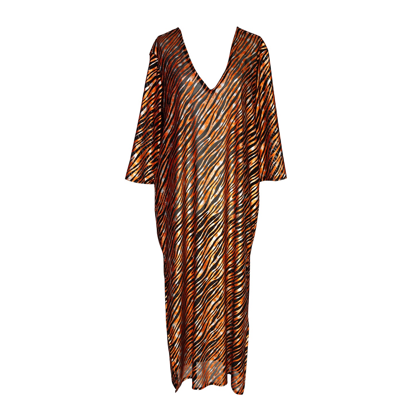 Zanzibar Zebra Longline Caftan with Sleeves