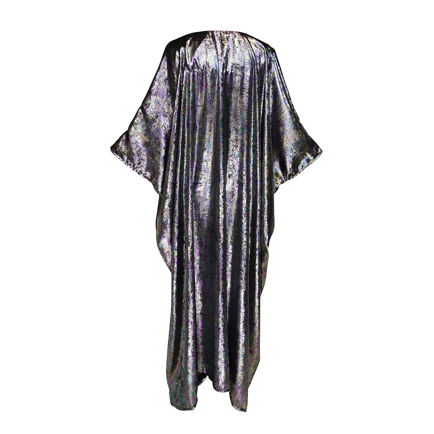 A shimmering Micro Velvet in rich pastel tones. This new shape includes an attached waist tie to add new ways of wearing our classic caftan shape.