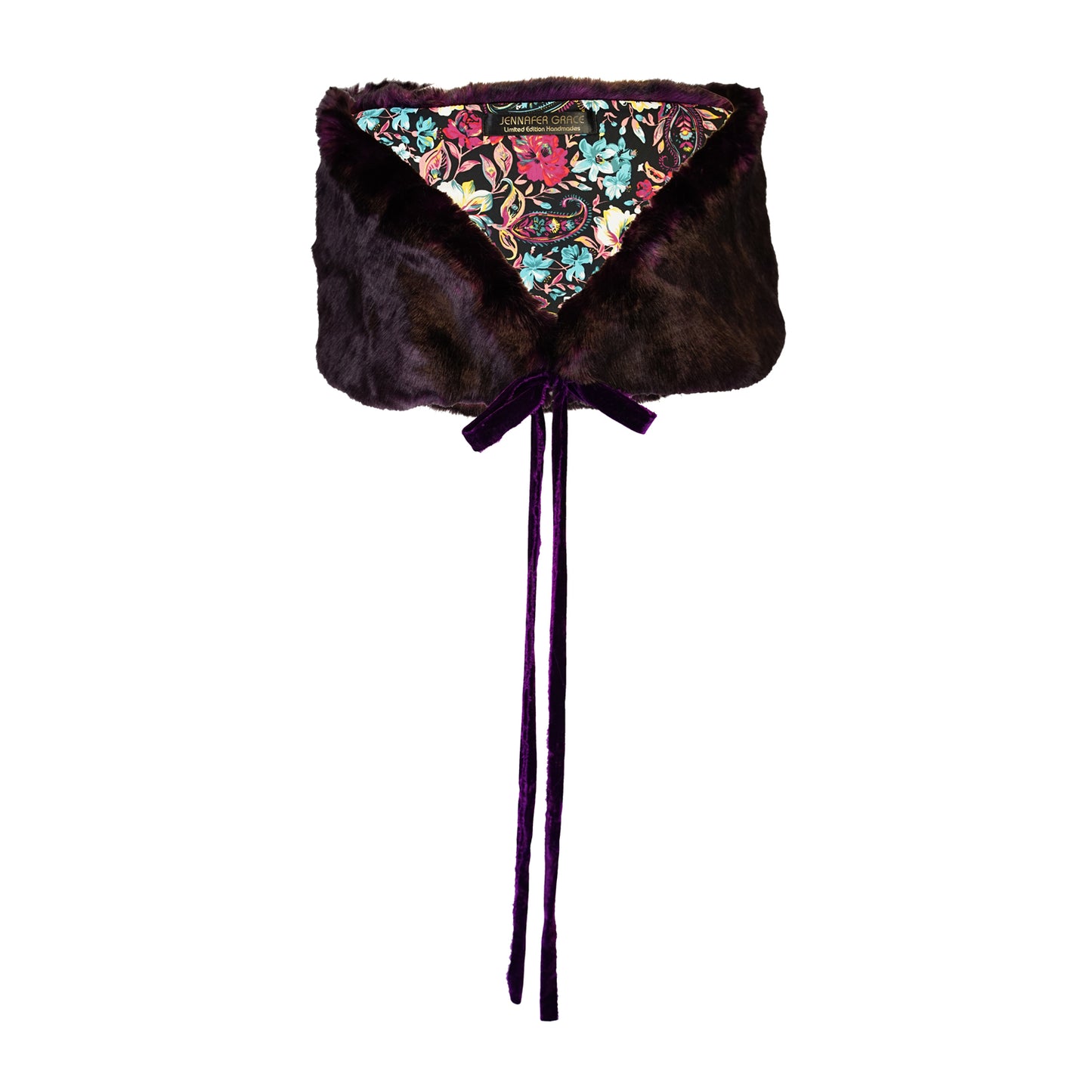 Plum Faux Fur Velvet Knot Stole