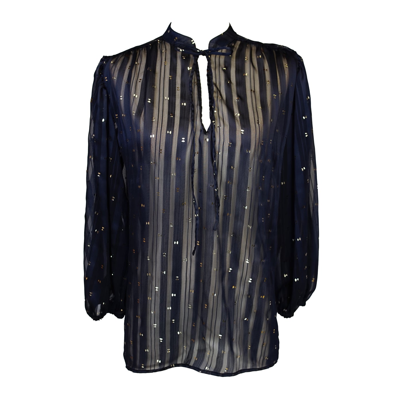 Clara Bishop Sleeve Blouse in Midnight Phenom