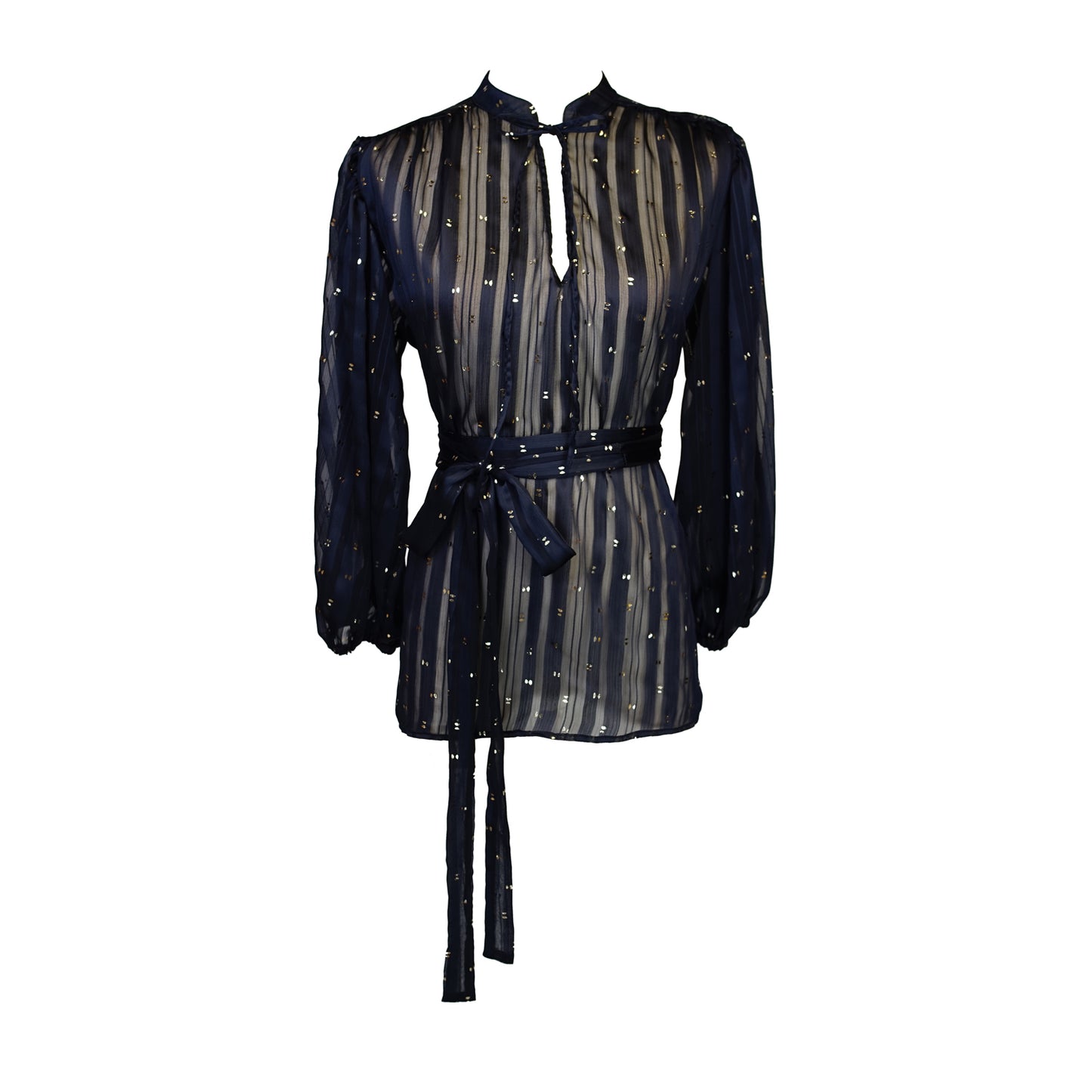 Clara Bishop Sleeve Blouse in Midnight Phenom