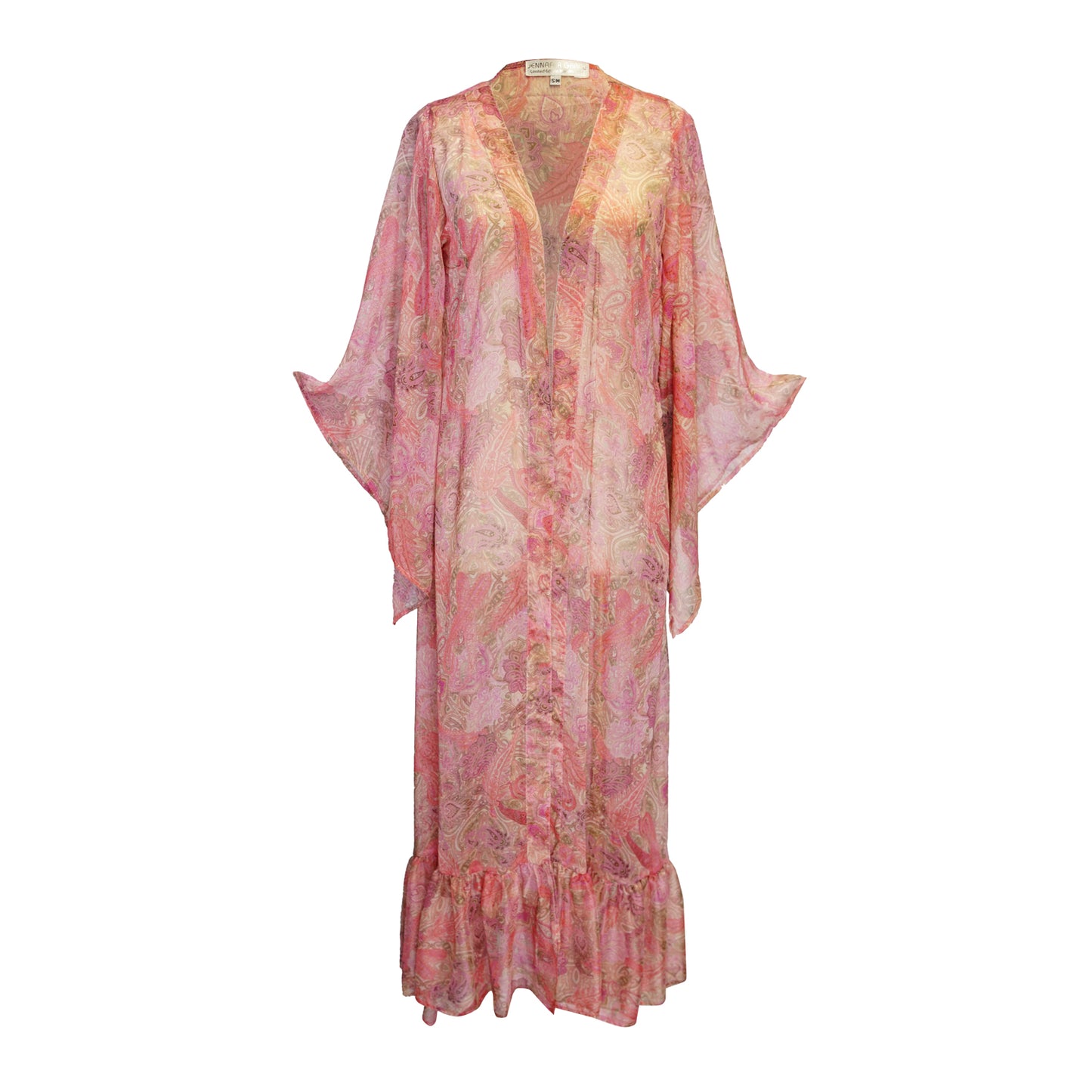 Janys Scarf Sleeve Kimono In Blushing Paisley