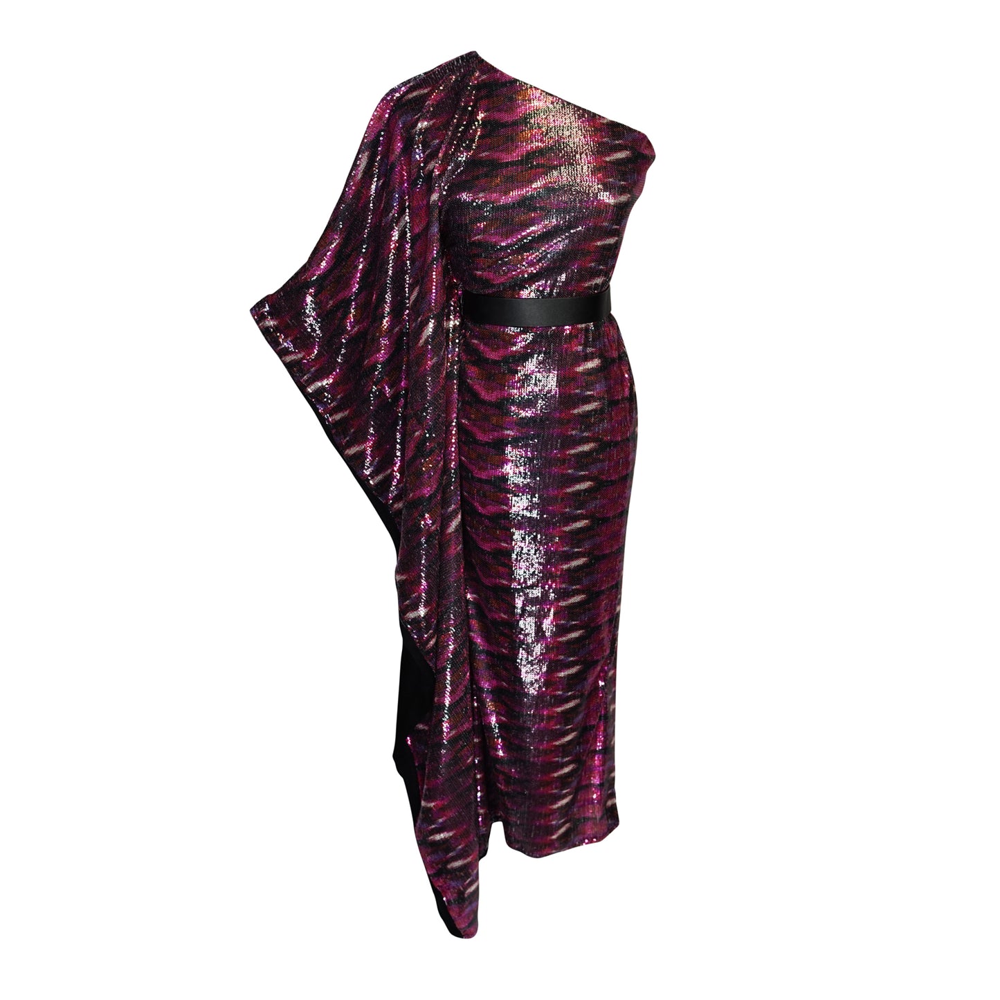 Venom One Shoulder Caftan in Serpent d’Améthyste