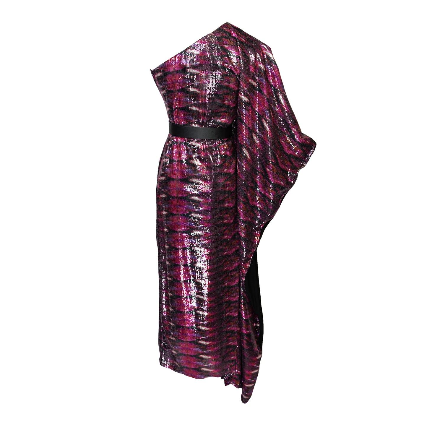 Venom One Shoulder Caftan in Serpent d’Améthyste