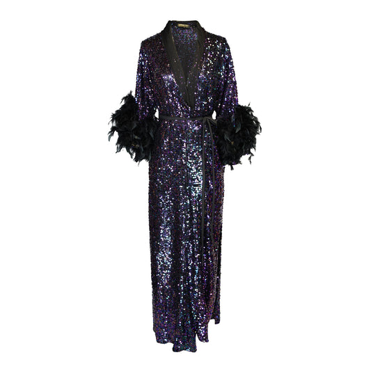 Marlene Wrap Dress in Black Amethyst PRE-ORDER