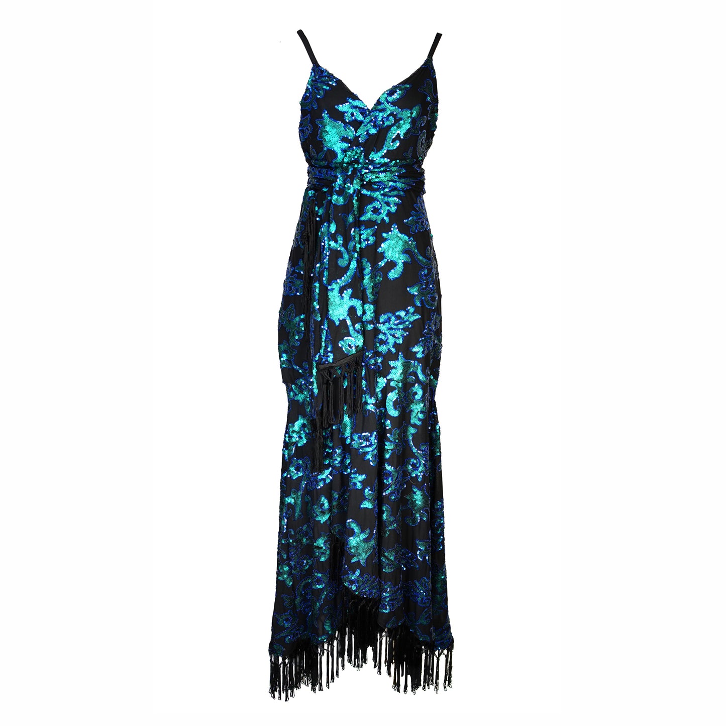 Absinthia Fringe Faux Wrap Dress