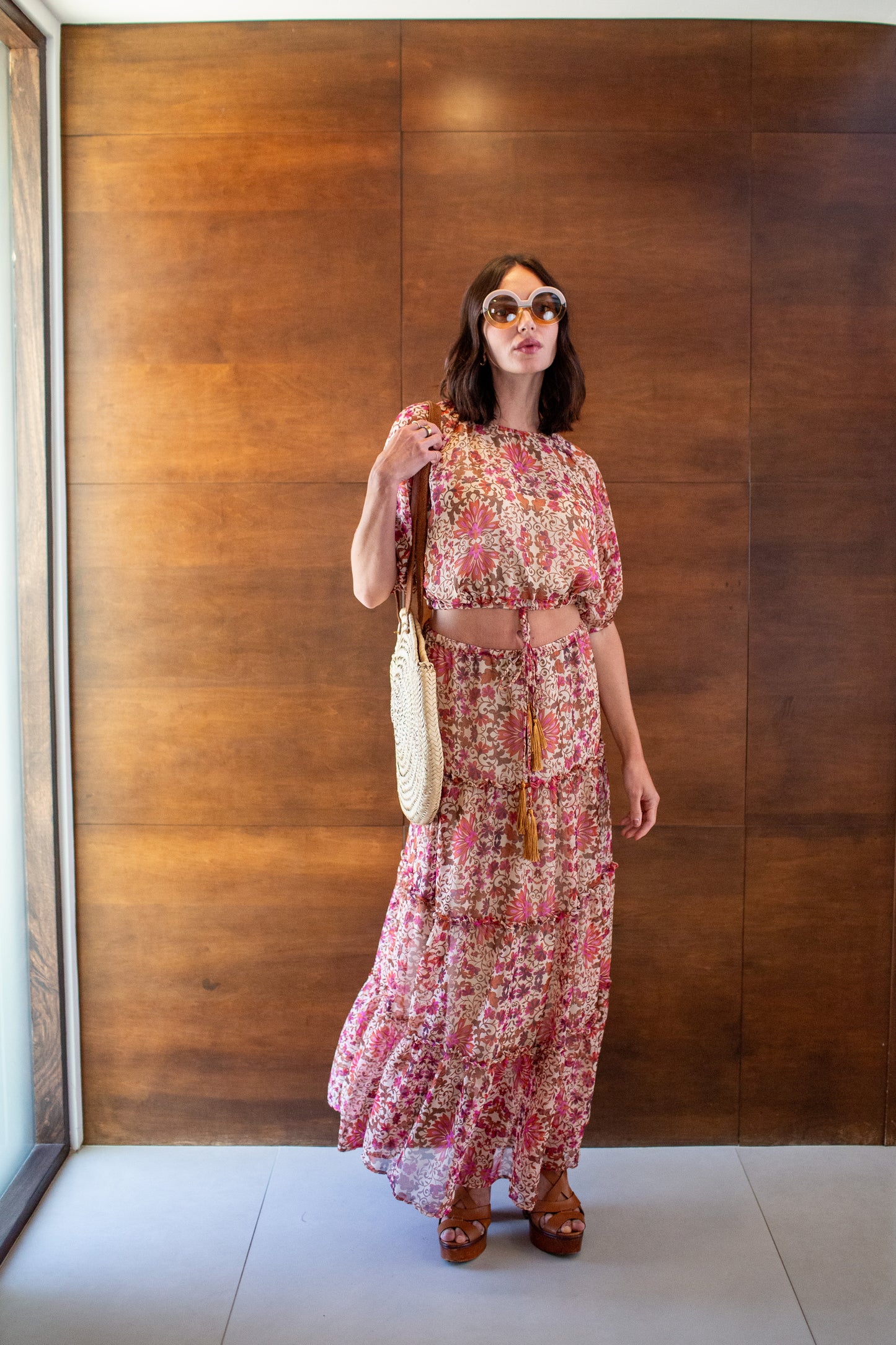 Delilah Two Piece Maxi Skirt Set In Rosewood PRE-ORDER
