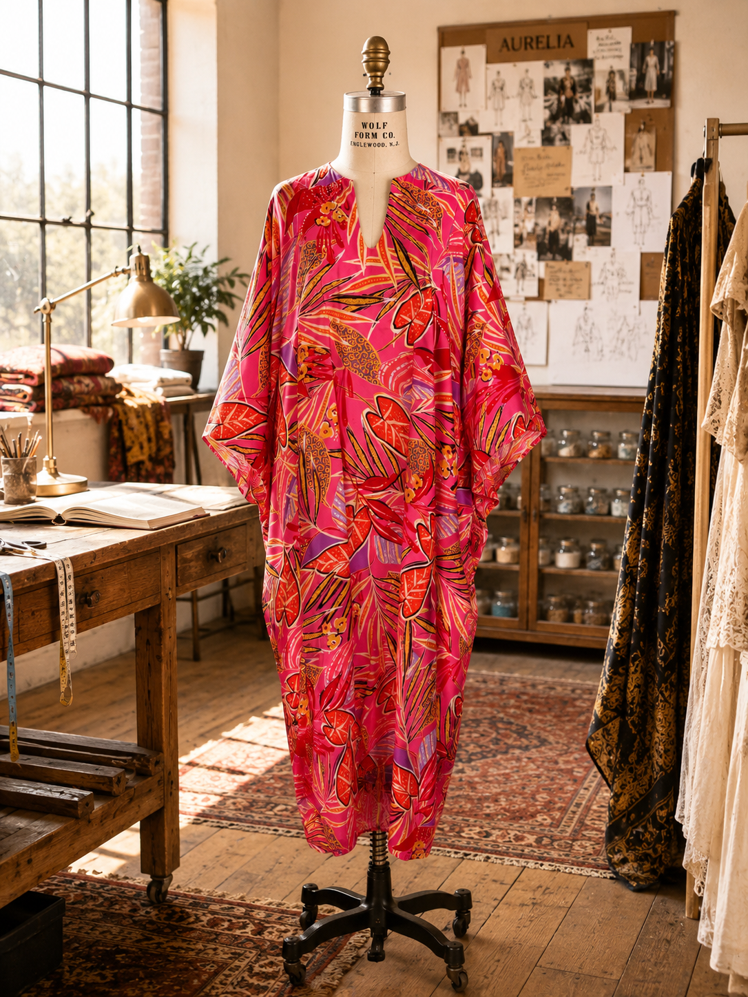 Talitha Cinched Waist Caftan In Daiquiri Diva Pre-Order