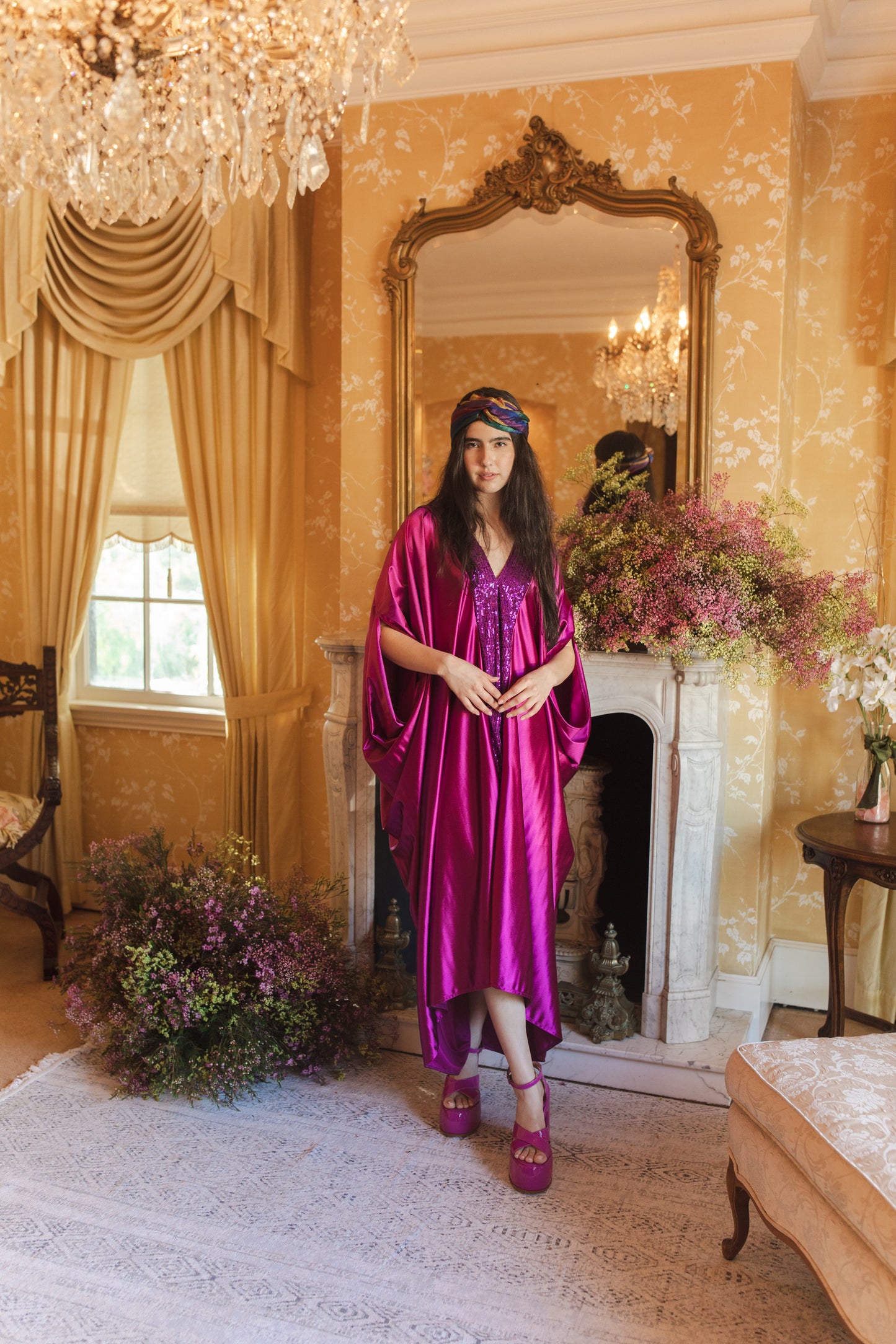 Electric Fuchsia Deluxe Caftan Kaftan Dress