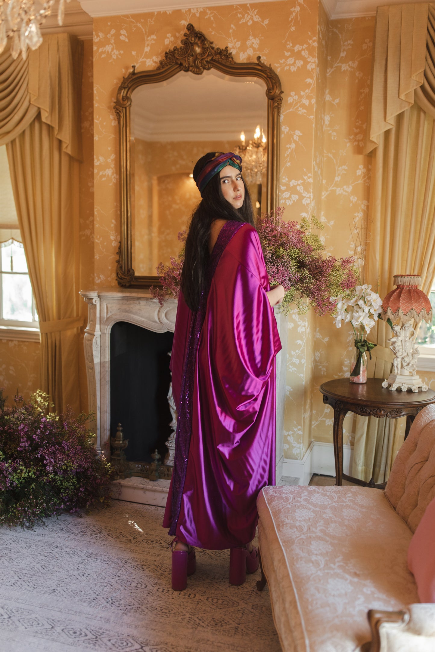 Electric Fuchsia Deluxe Caftan Kaftan Dress
