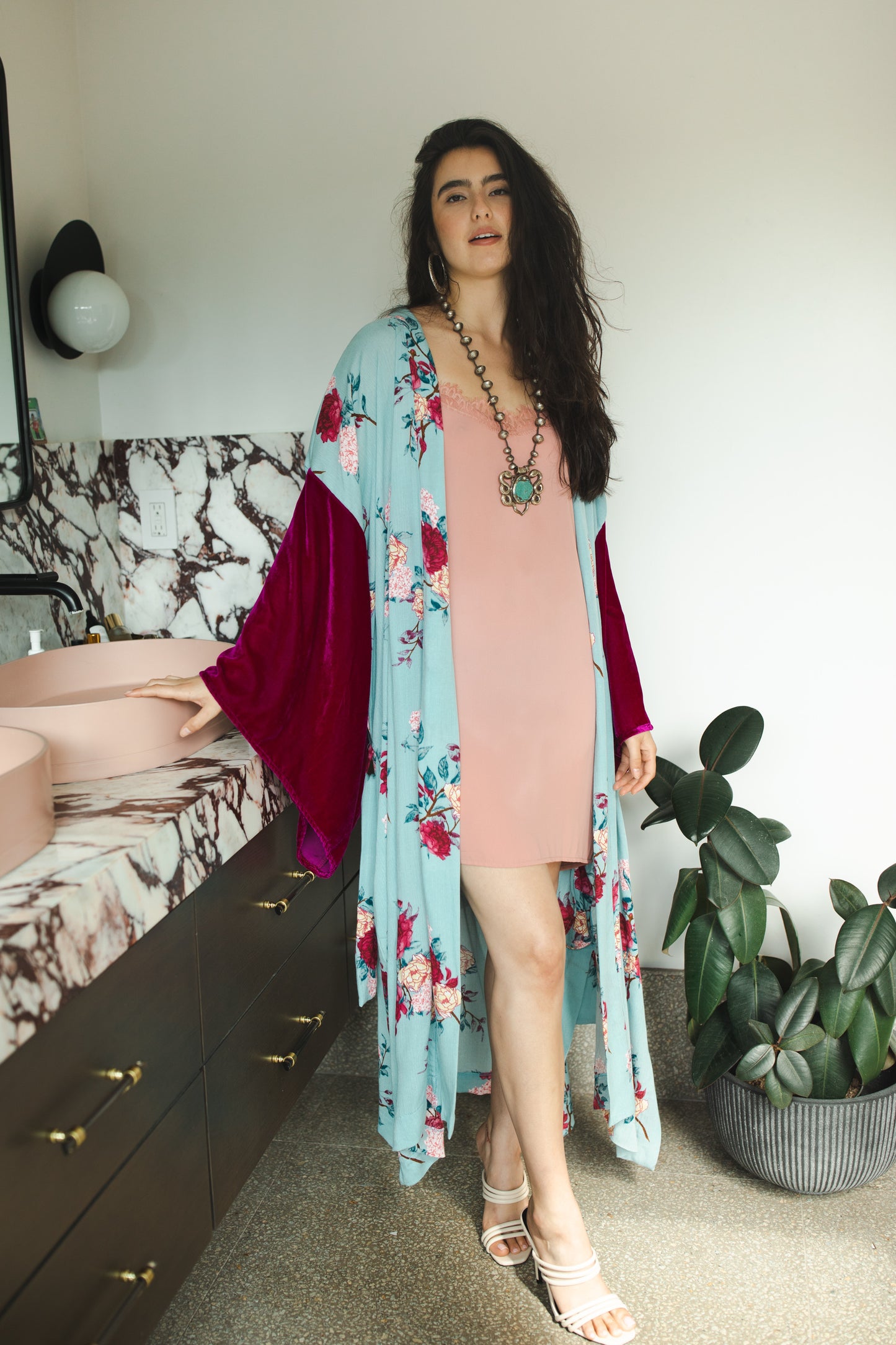 English Roses Canary Kimono