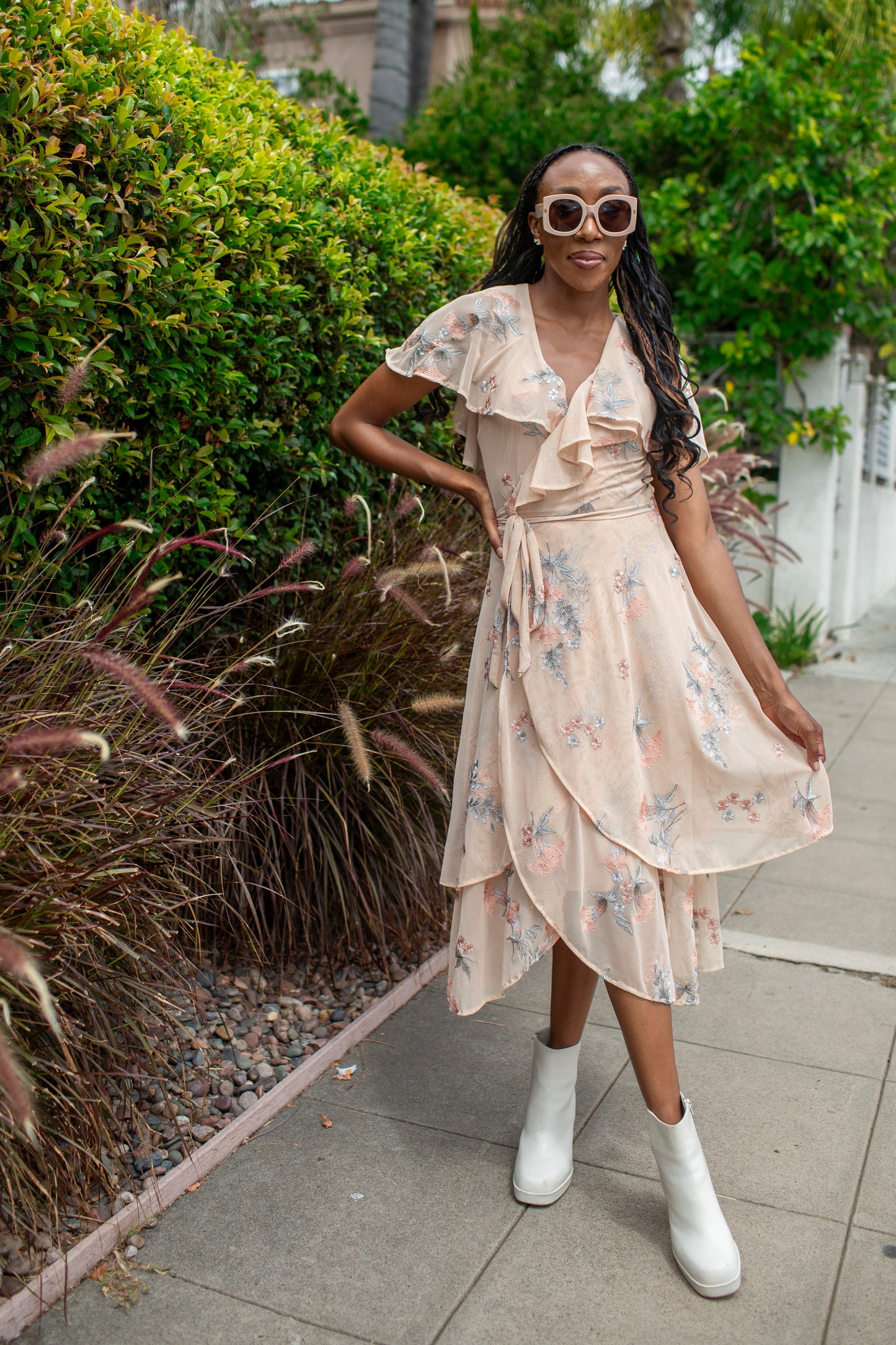 Fleur de Peche Flutter Wrap Dress