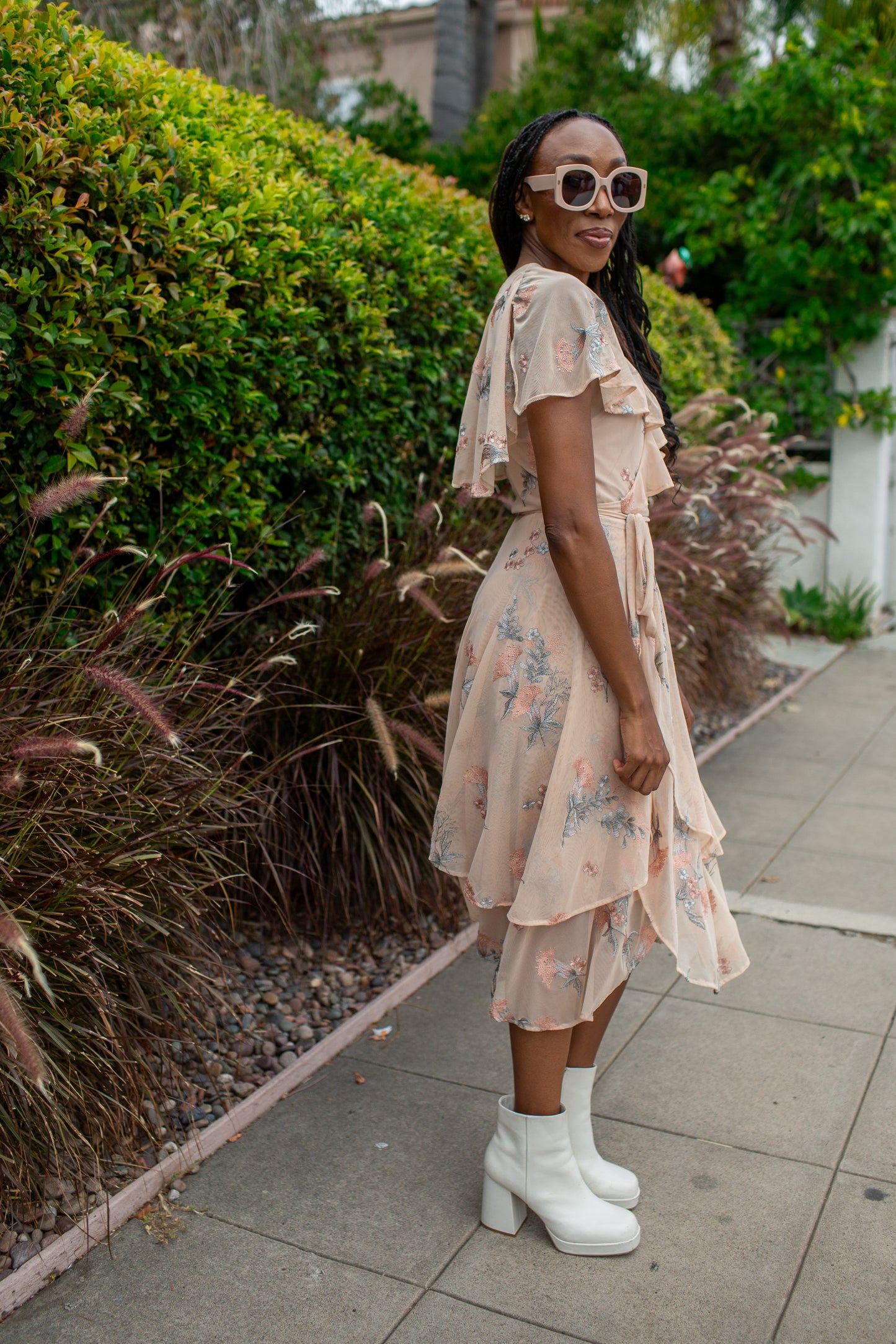 Fleur de Peche Flutter Wrap Dress