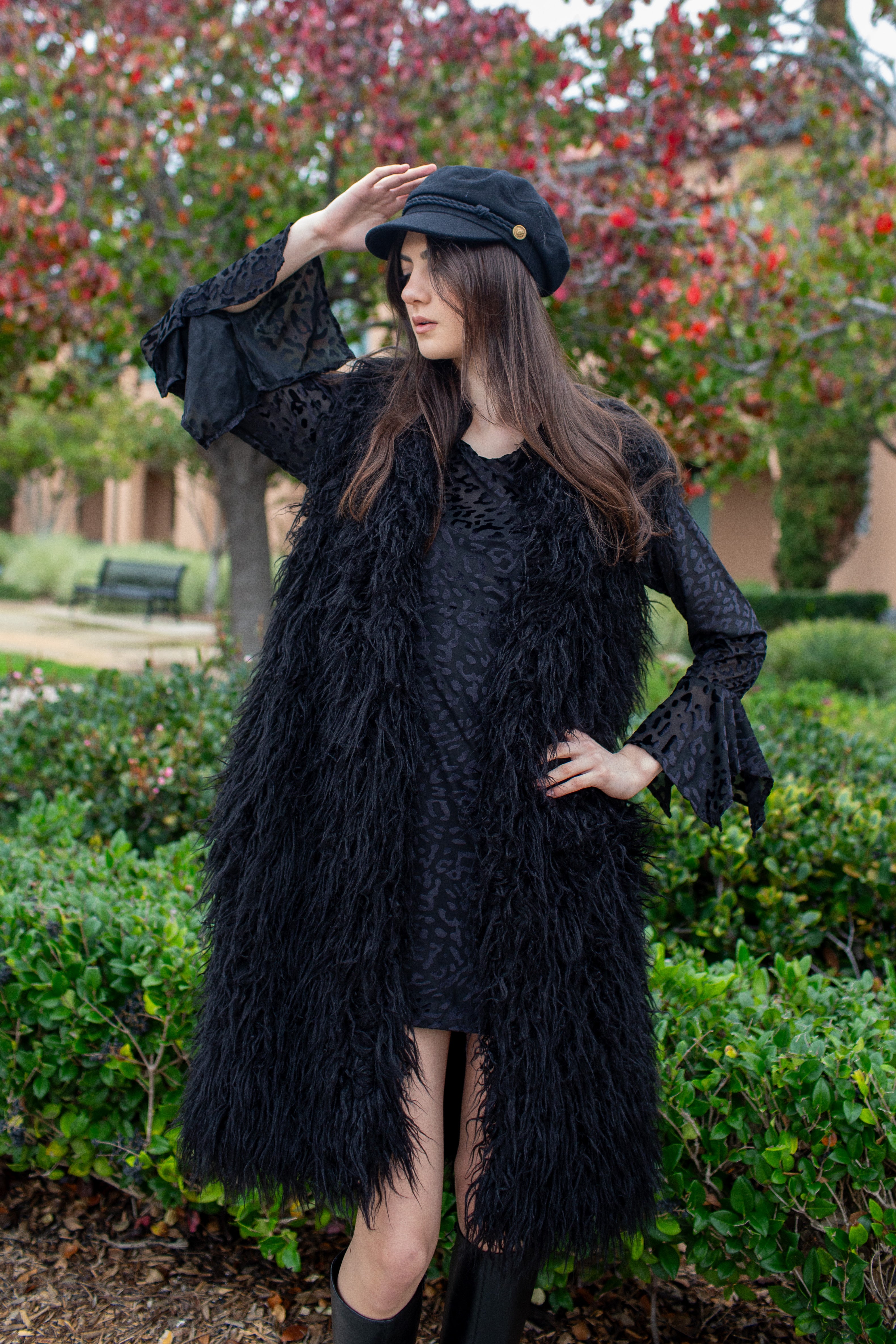 THINK FUR シンクファー Curly Fur Long Vest ファーベスト 22TH-09 ブラック F 中古・古着通販】THINK FUR (シンクファー) Curly Eco Fur Vest