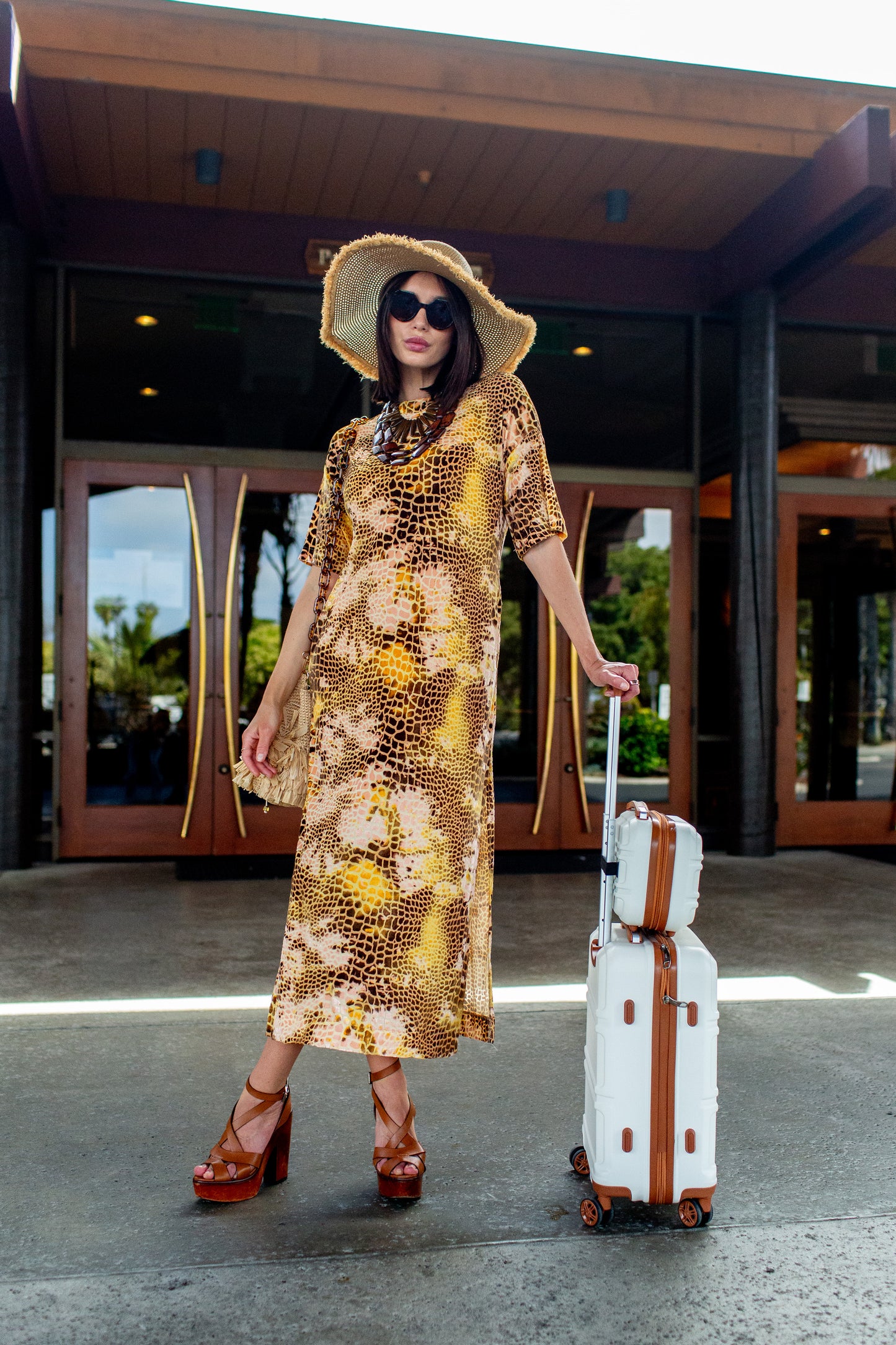 Giraffe Velvet Side Split Tunic
