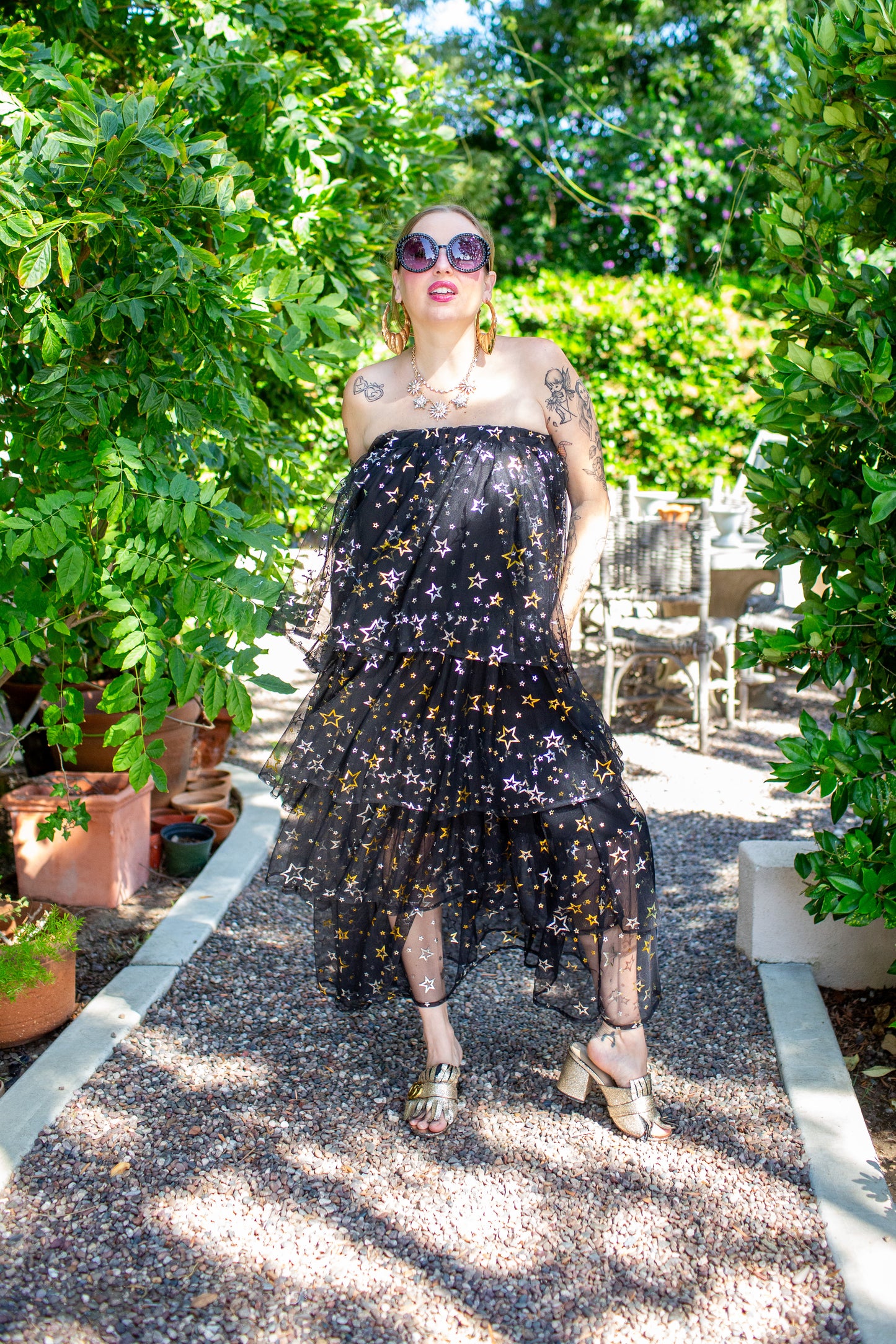 Golden Stars Tiered Maxi Skirt