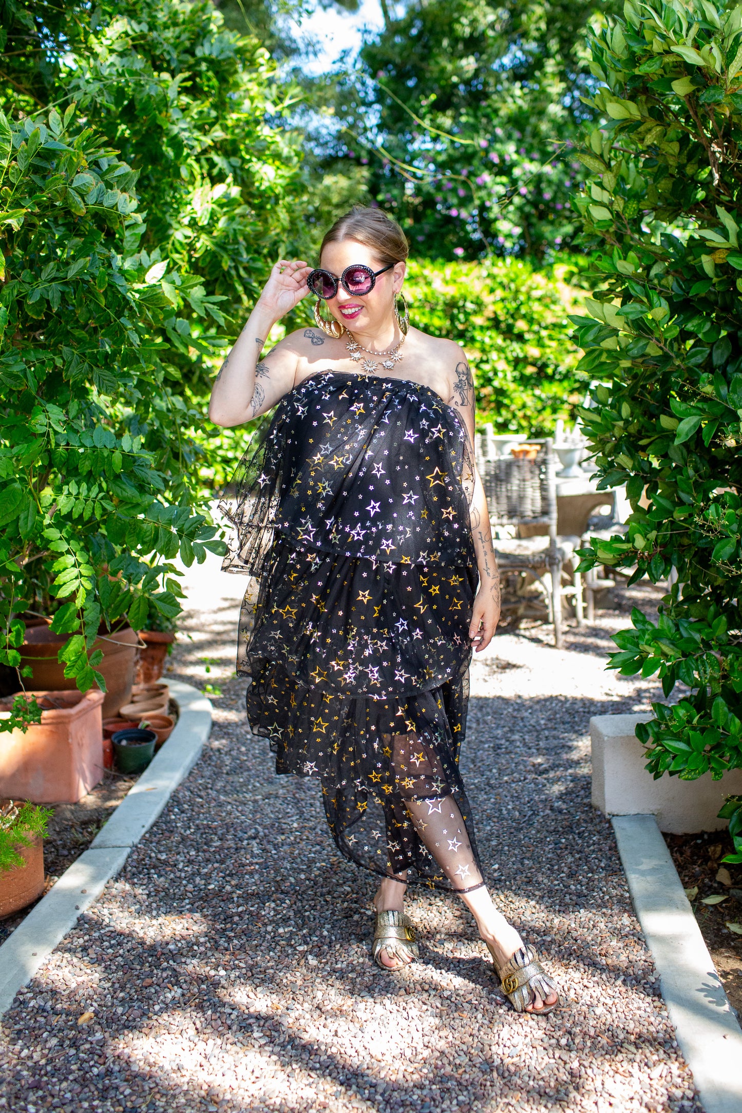 Golden Stars Tiered Maxi Skirt