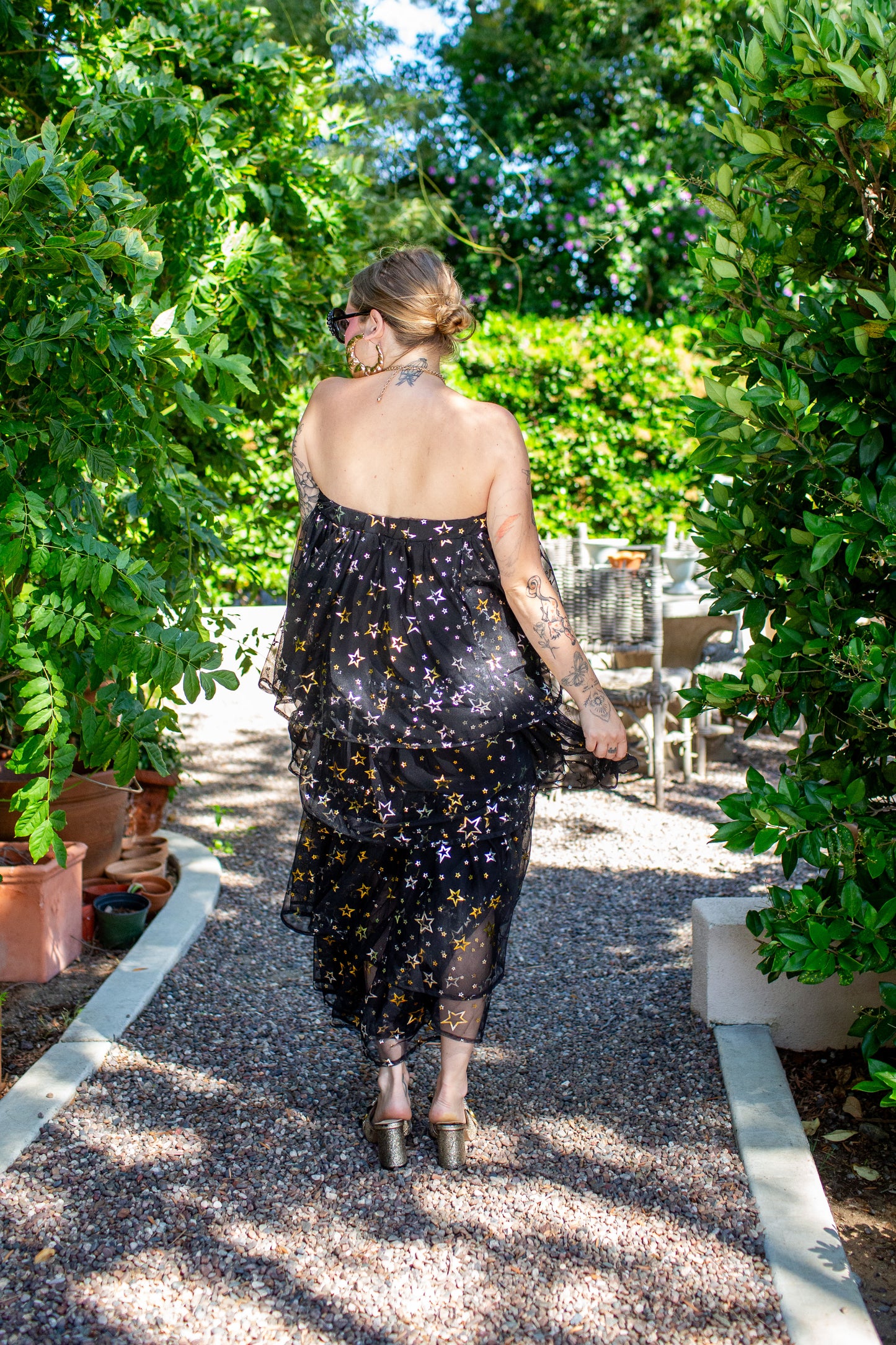 Golden Stars Tiered Maxi Skirt