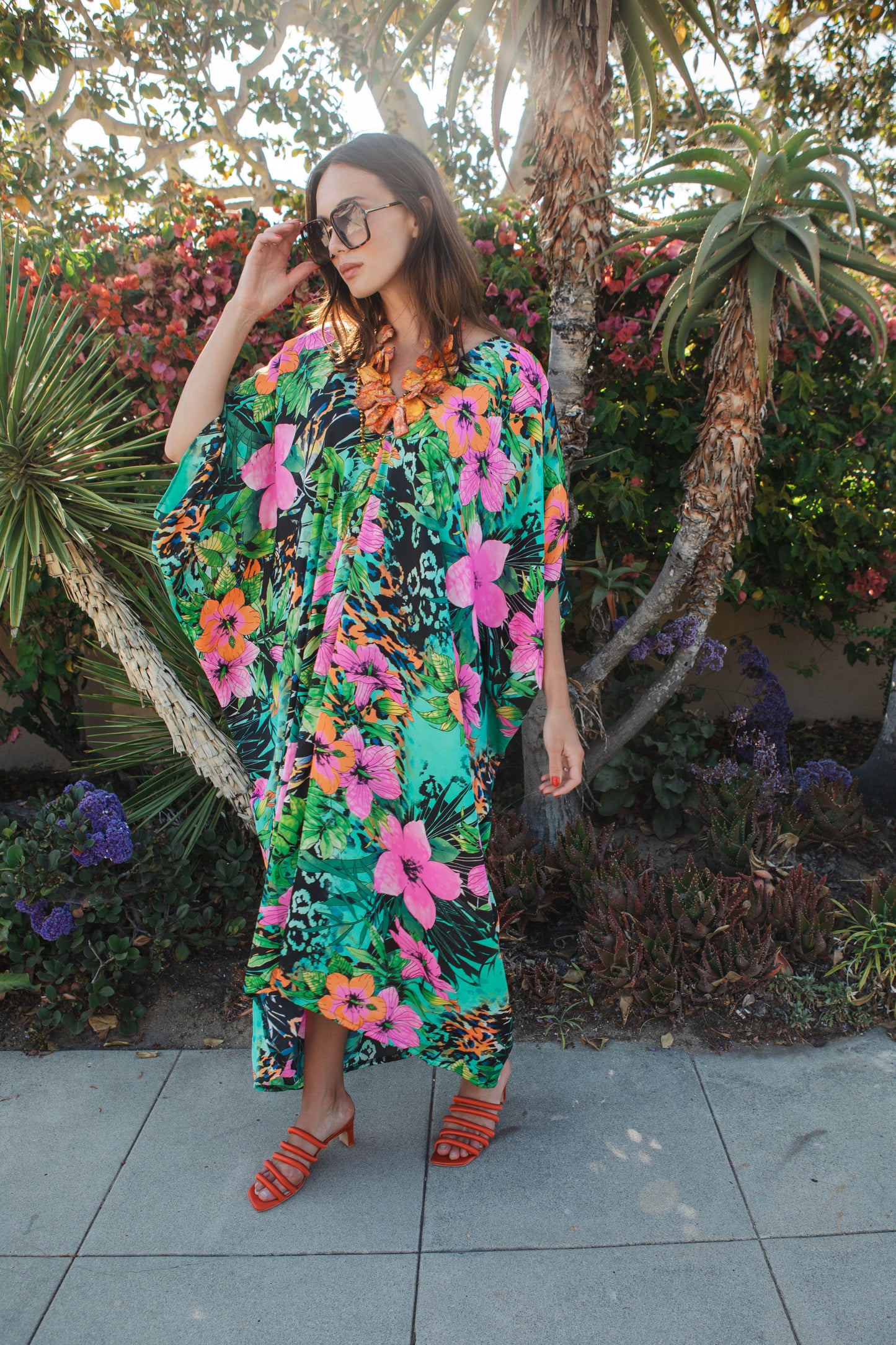 Hibiscus Forest Caftan