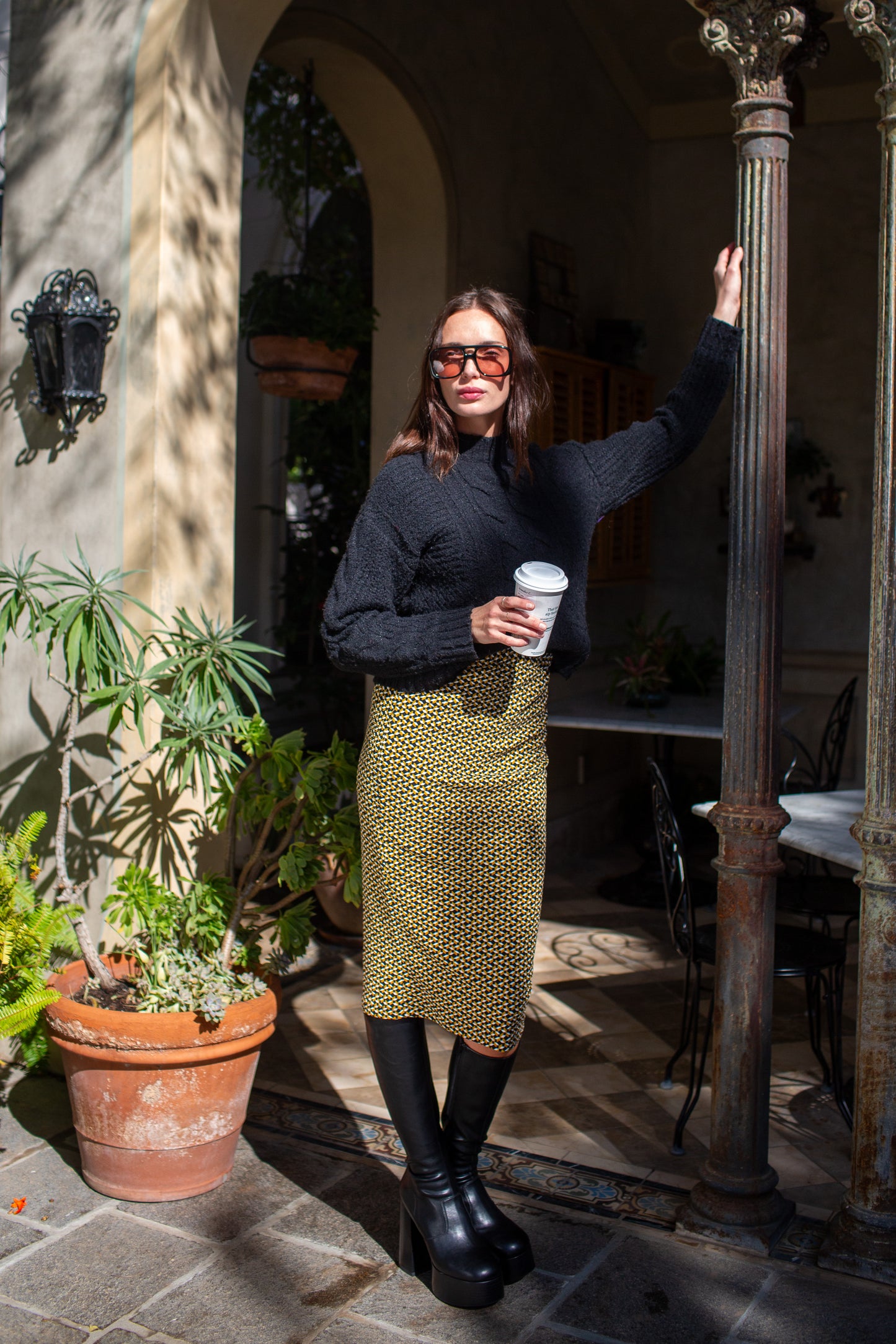 Honey Hive Nouveau Pencil Skirt