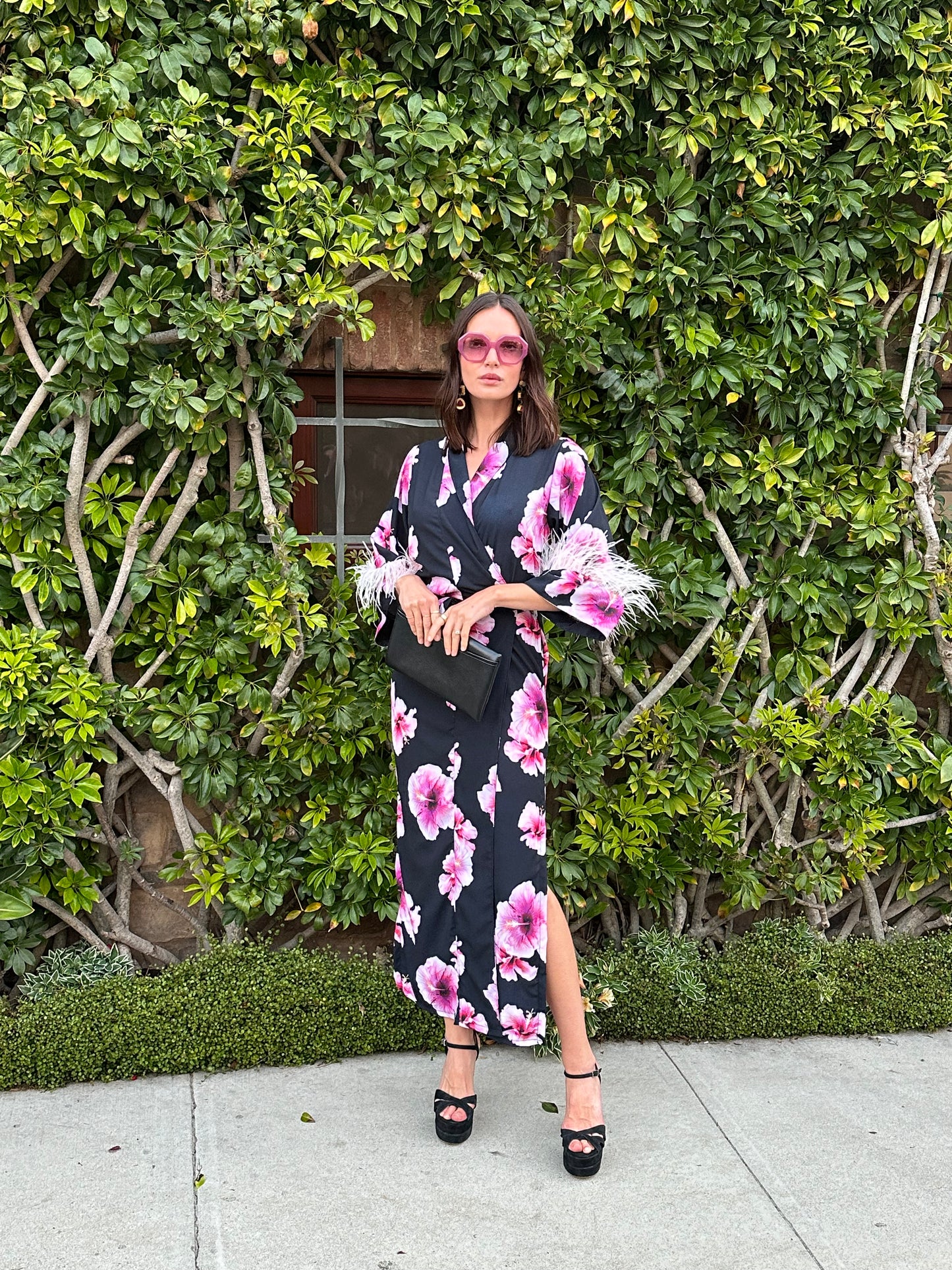 Marlene Wrap Dress in Pink Hibiscus Bloom