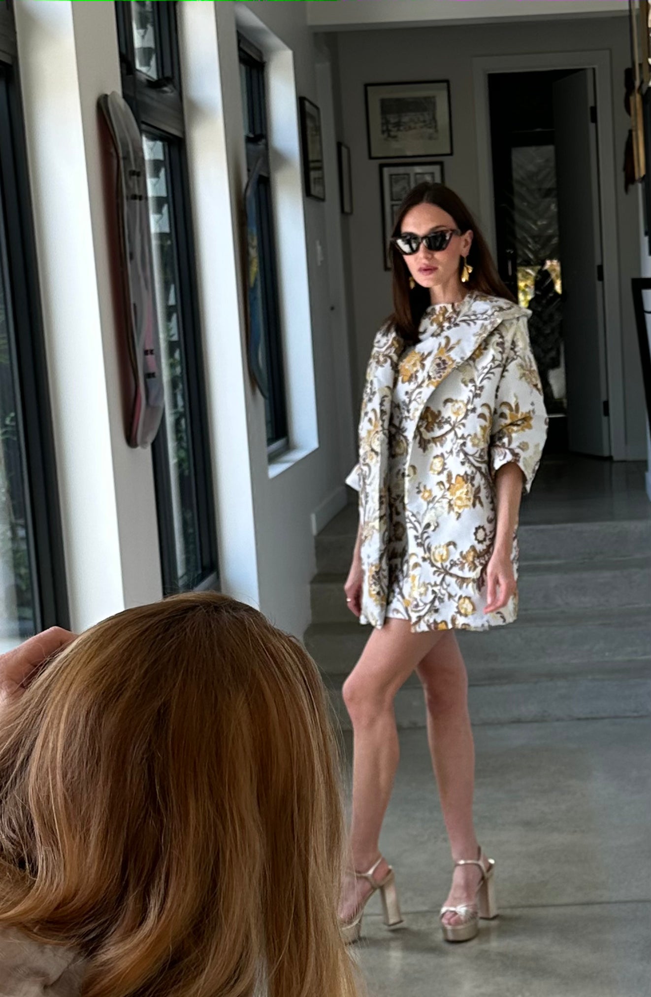 Penelope Swing Coat in Ivory Jacquard (PRE-ORDER)