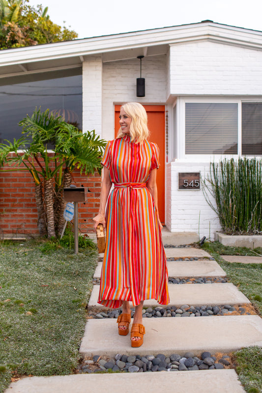 JJ Maxi Dress in Rainbow Stripe PRE-ORDER