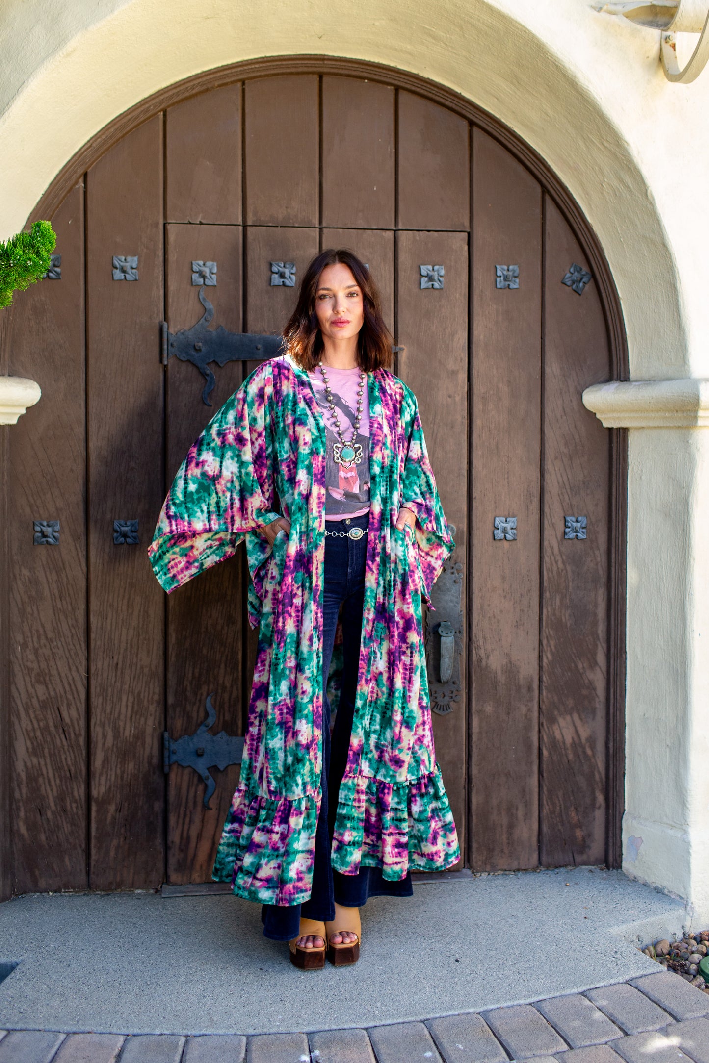 Janys Scarf Sleeve Kimono In Cosmic Crush Tiedye PRE-ORDER