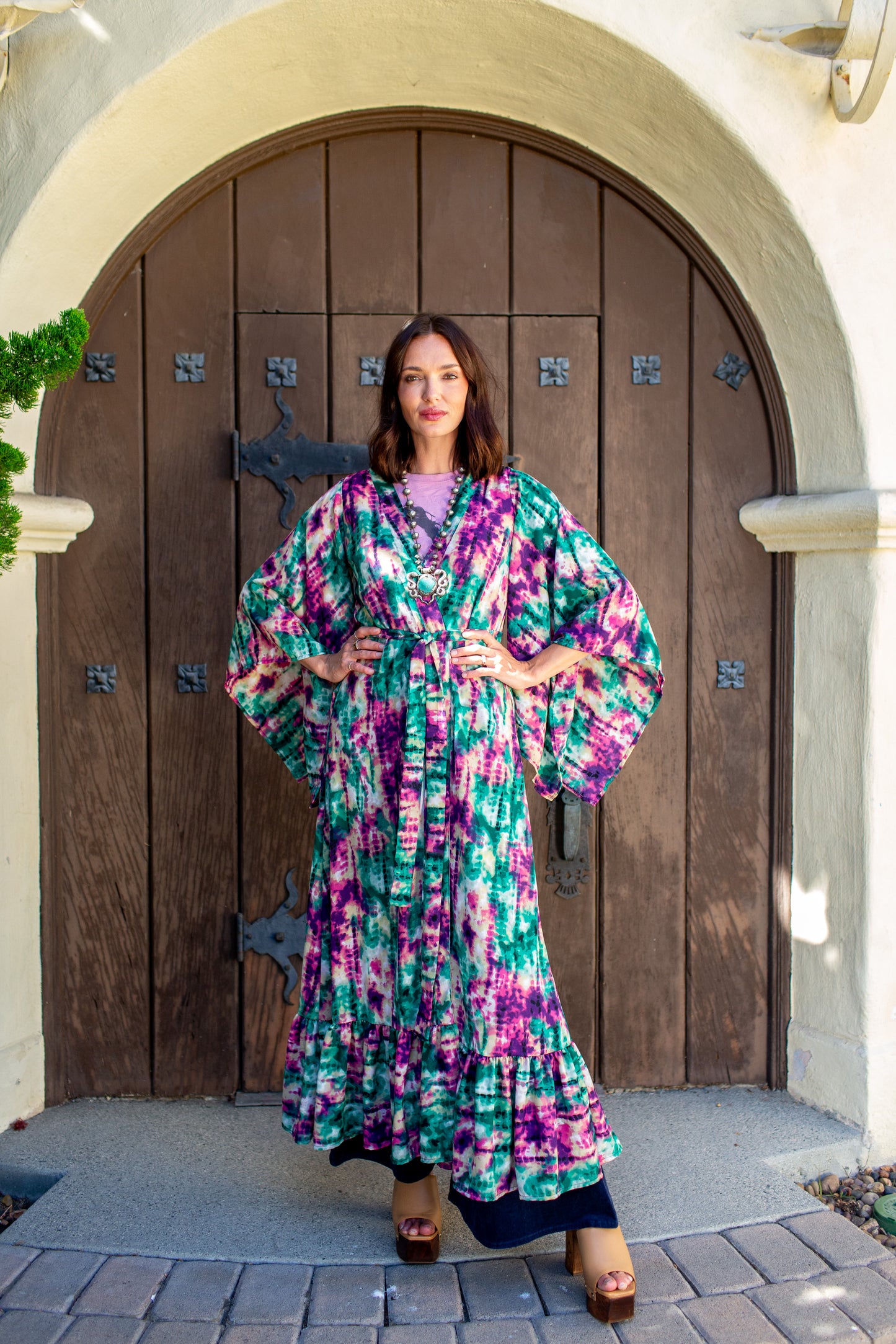 Janys Scarf Sleeve Kimono In Cosmic Crush Tiedye PRE-ORDER