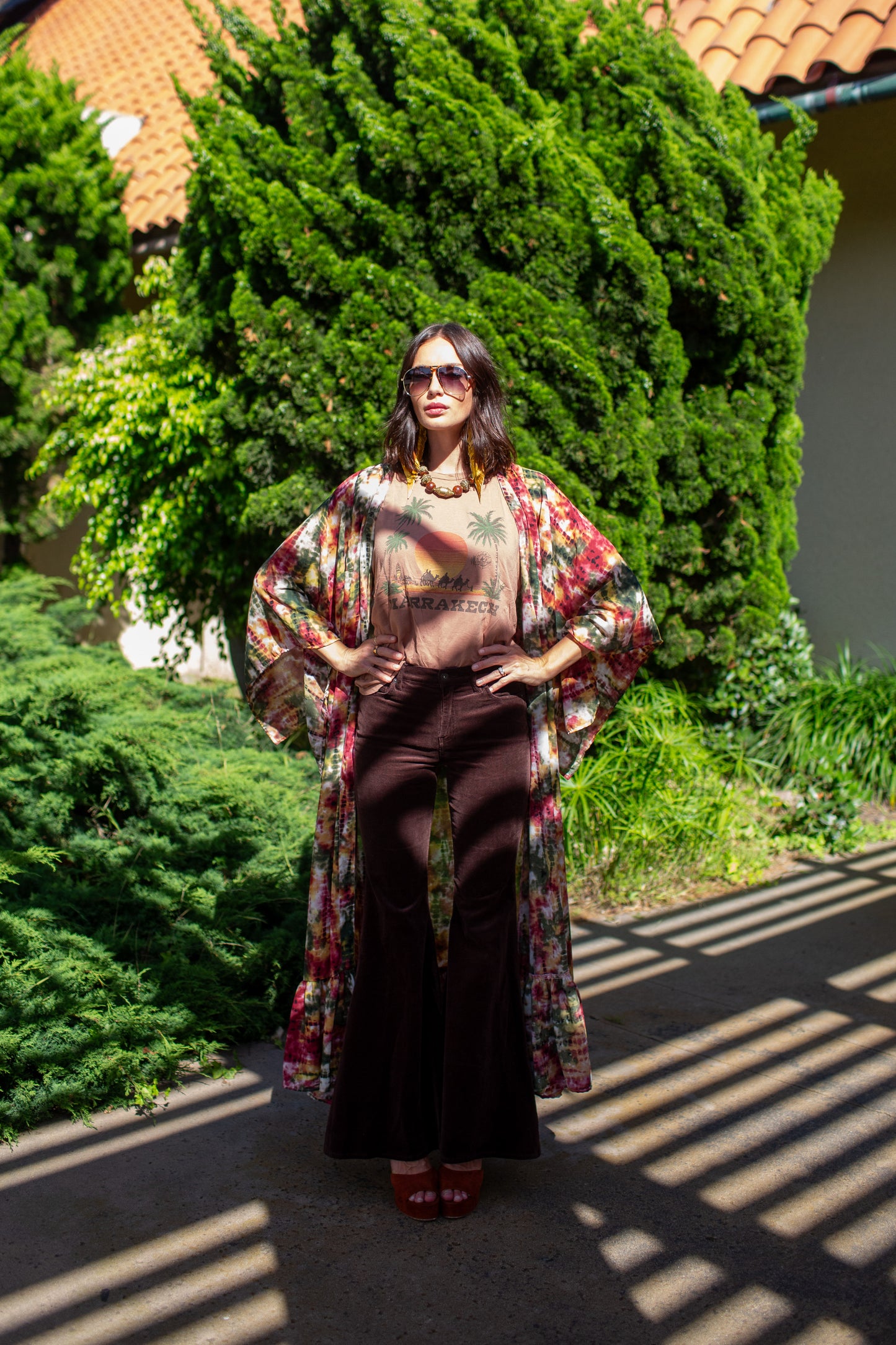 Janys Scarf Sleeve Kimono In Summer Moss PRE-ORDER