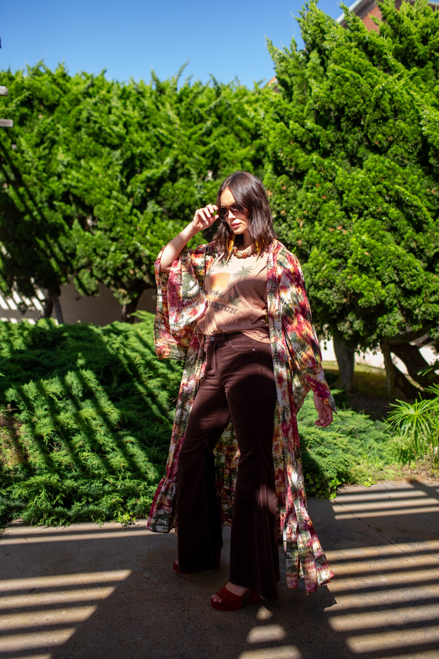 Janys Scarf Sleeve Kimono In Summer Moss PRE-ORDER