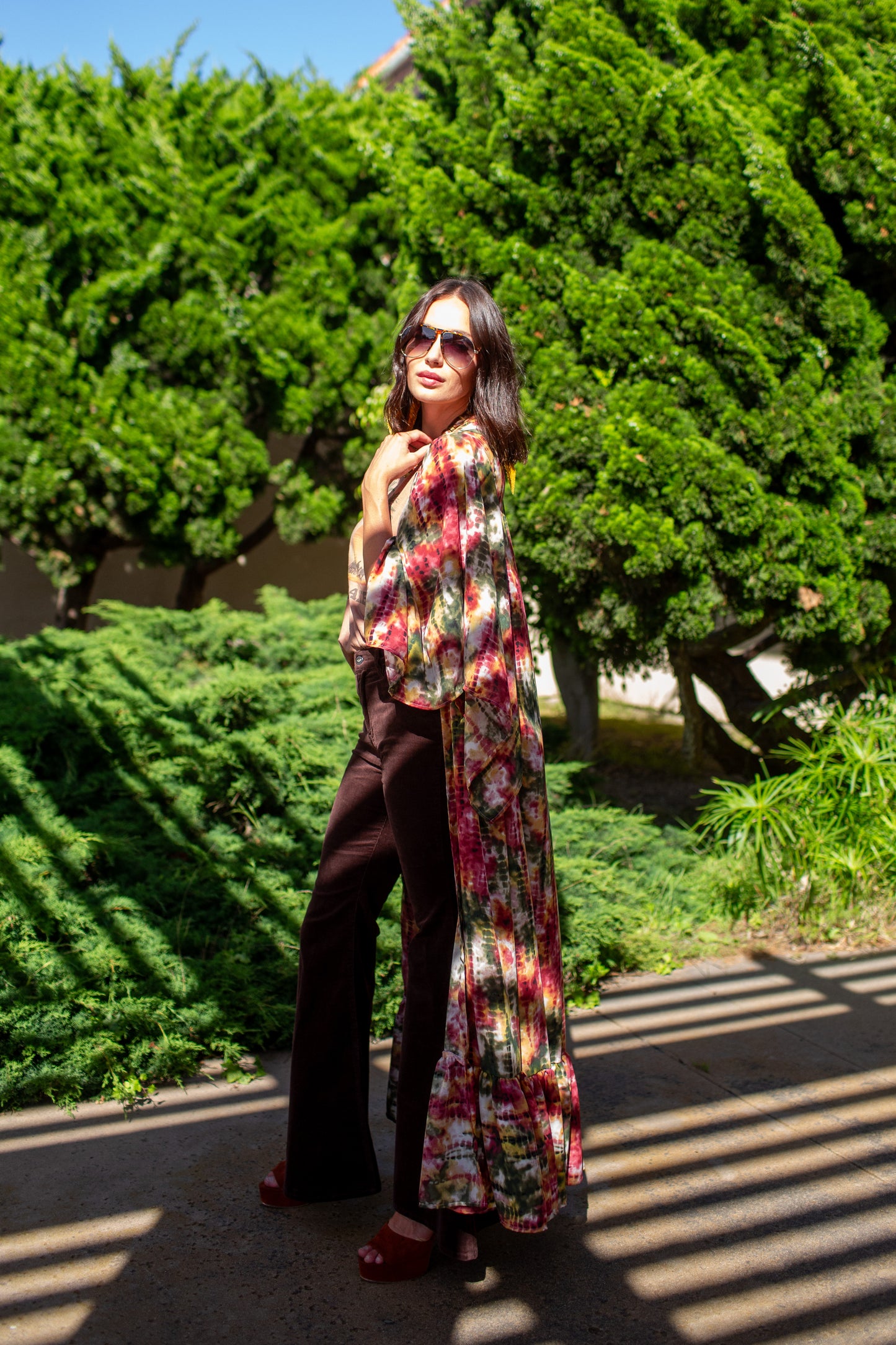 Janys Scarf Sleeve Kimono In Summer Moss PRE-ORDER