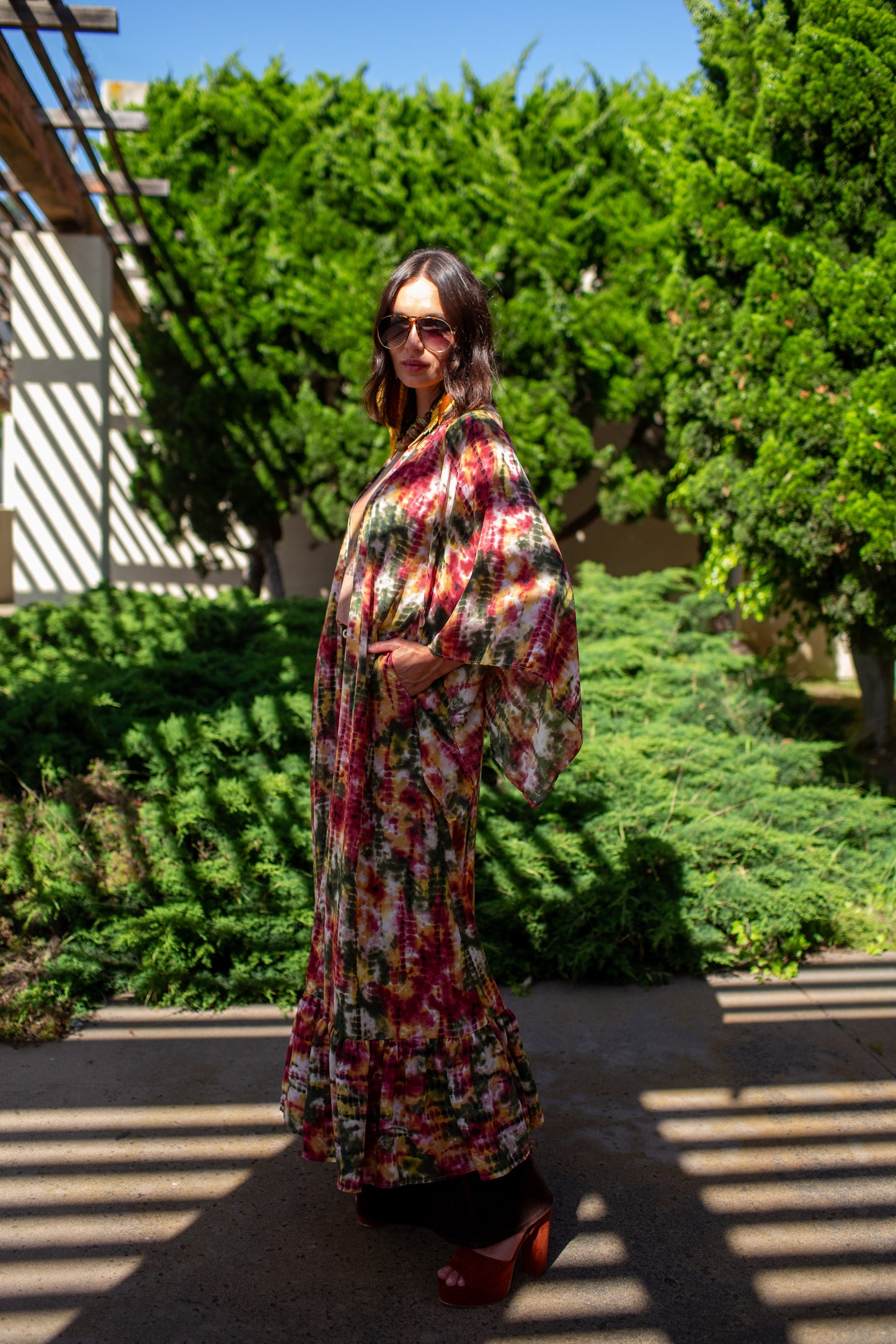 Janys Scarf Sleeve Kimono In Summer Moss PRE-ORDER