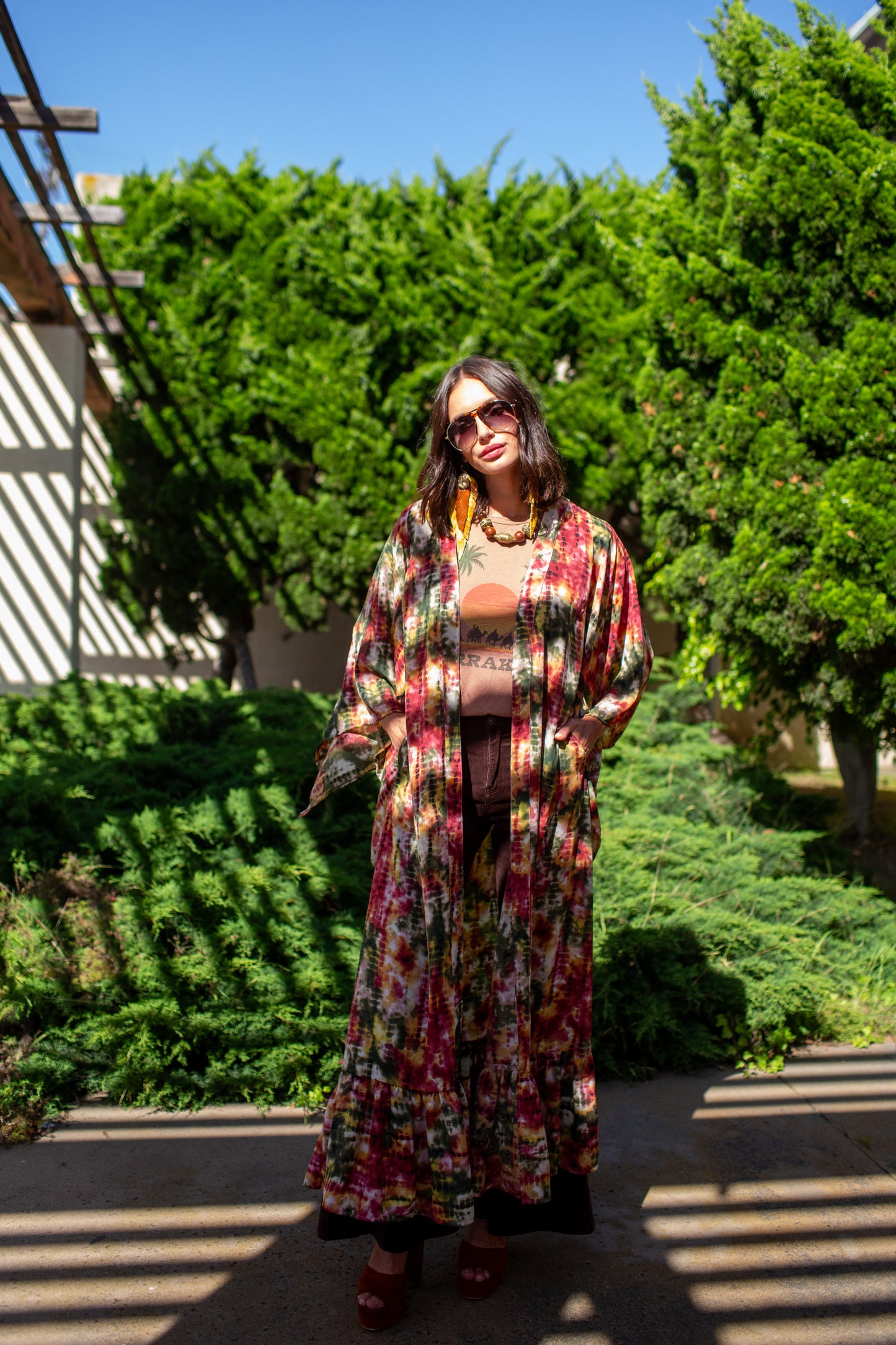 Janys Scarf Sleeve Kimono In Summer Moss PRE-ORDER