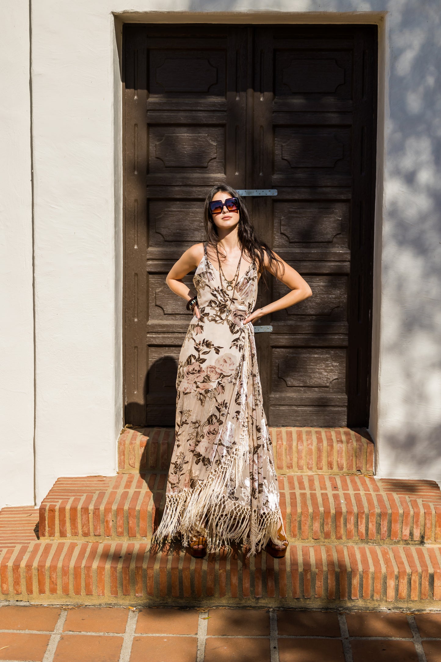 Laurenia Fringe Faux Wrap Dress (Pre-Order)