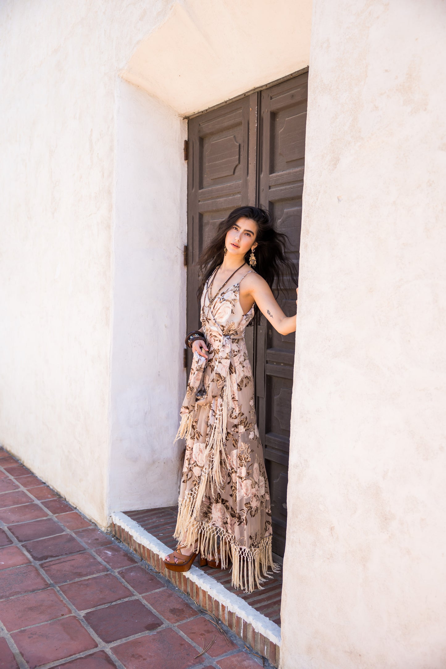 Laurenia Fringe Faux Wrap Dress (Pre-Order)